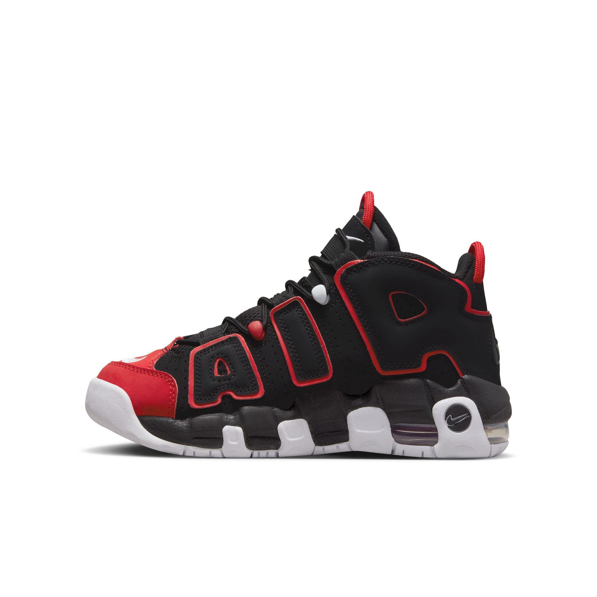Nike Air More Uptempo "Black/White/University Red" Grade School Boys' Shoe - BLACK/RED Thumbnail View 6
