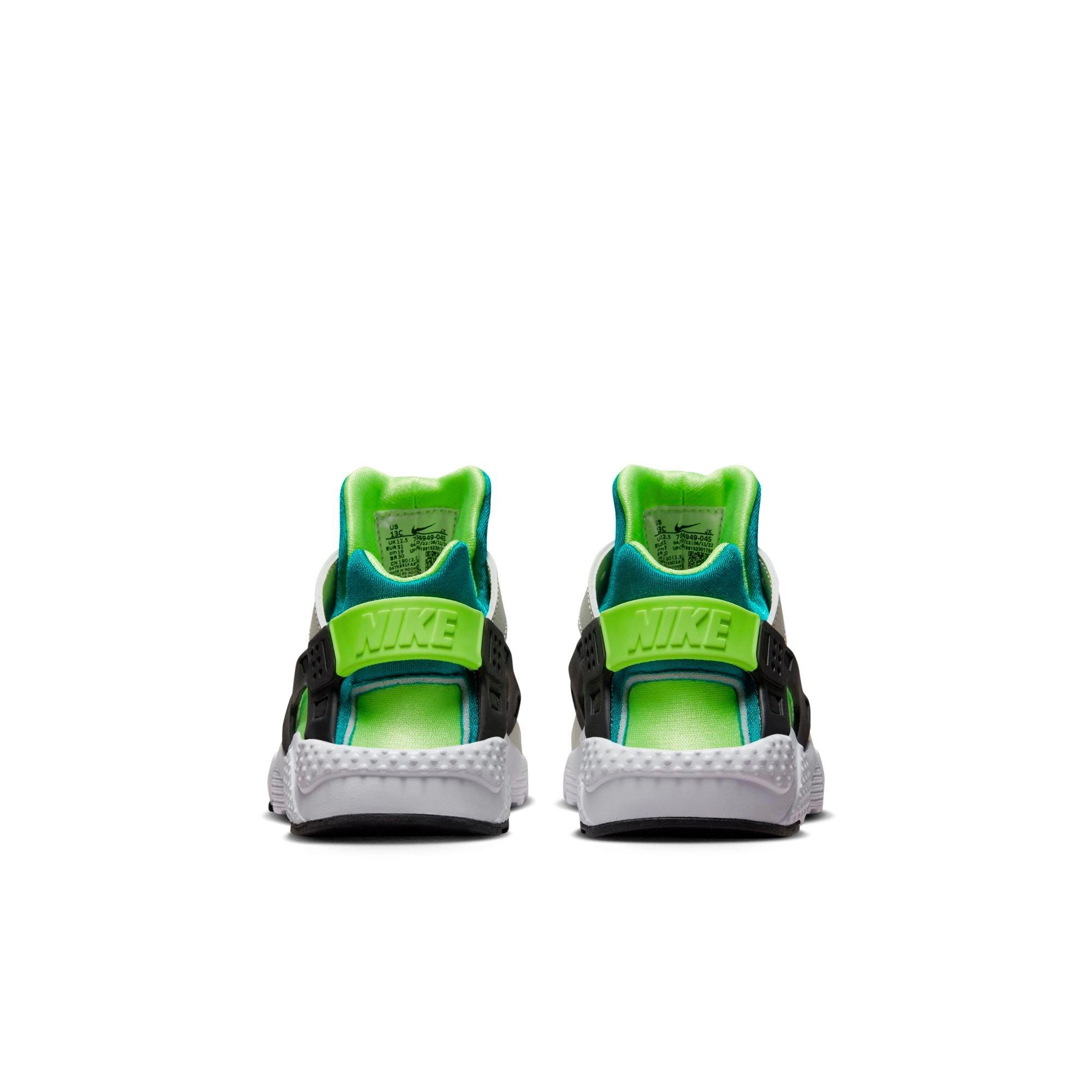 Nike Huarache Run "Phantom/Volt/Bright Spruce/Black" Preschool Boys' Shoe - WHITE/GREEN Thumbnail View 9