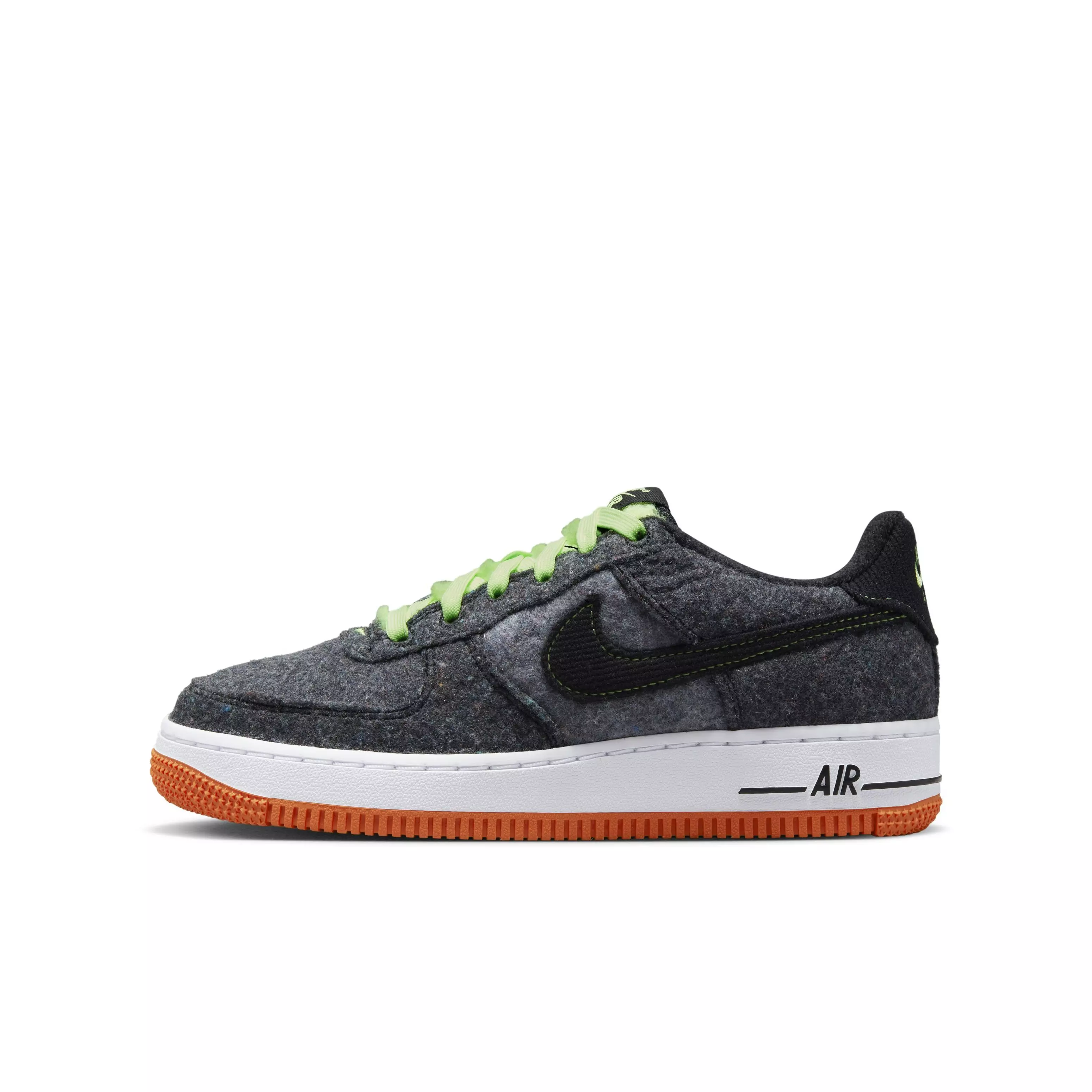Nike Air Force 1 LV8 "Black/Ghost Green/Starfish" Grade School Boys' Shoe - BLACK/GREEN/STARFISH