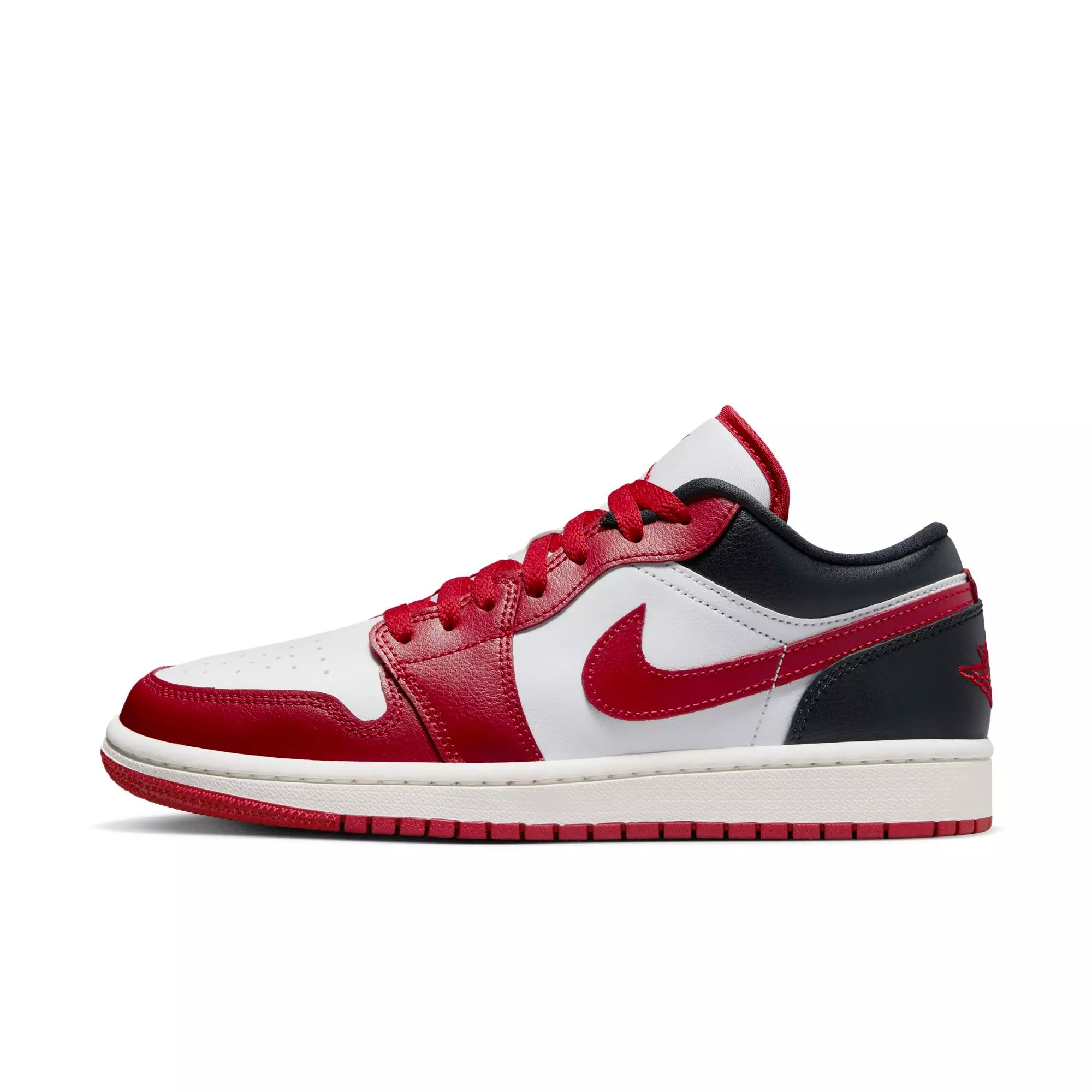 Jordan 1 Low "White/Gym Red/Black/Sail" Women's Shoe - GREY/RED/BLACK