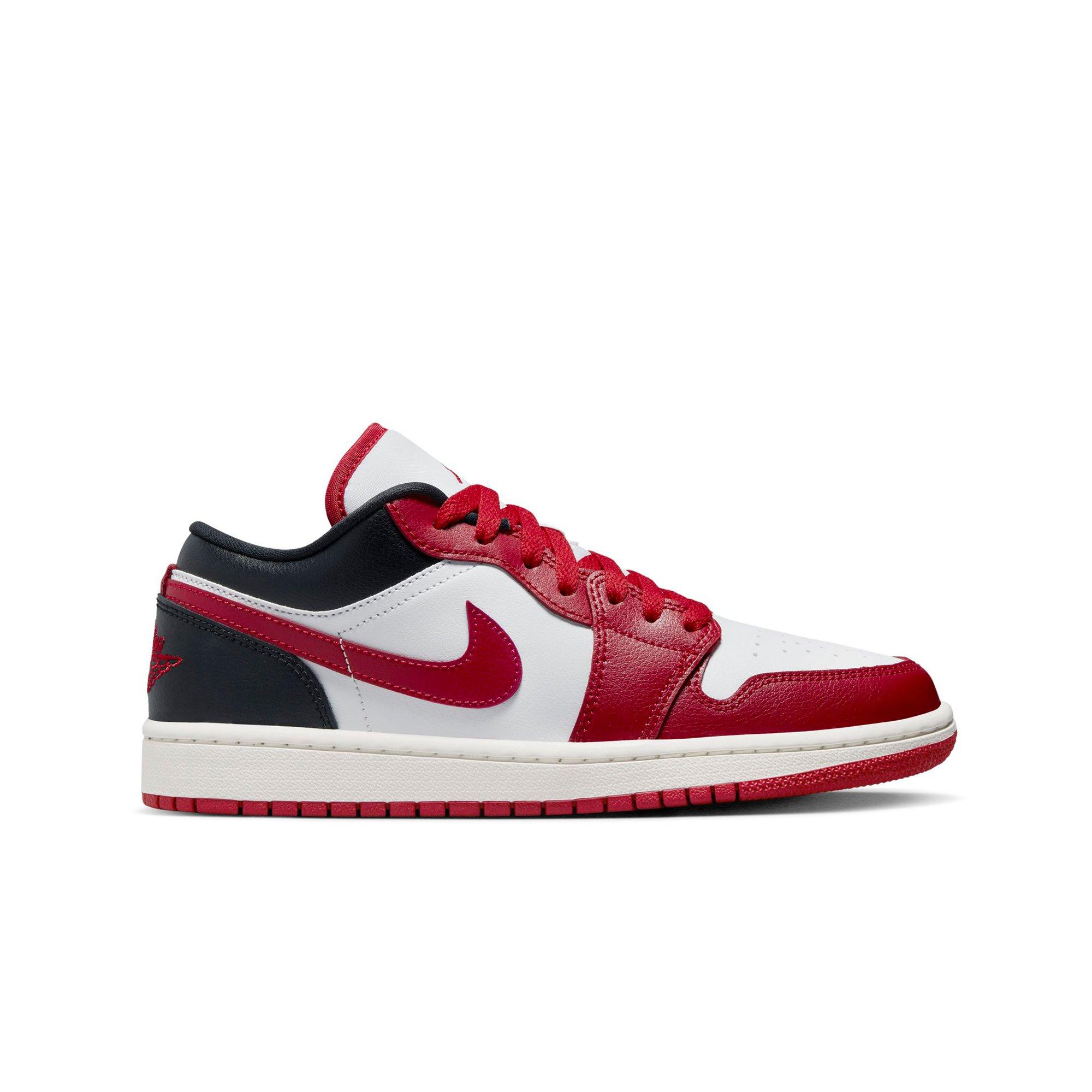 Jordan 1 Low "White/Gym Red/Black/Sail" Women's Shoe - GREY/RED/BLACK Thumbnail View 1