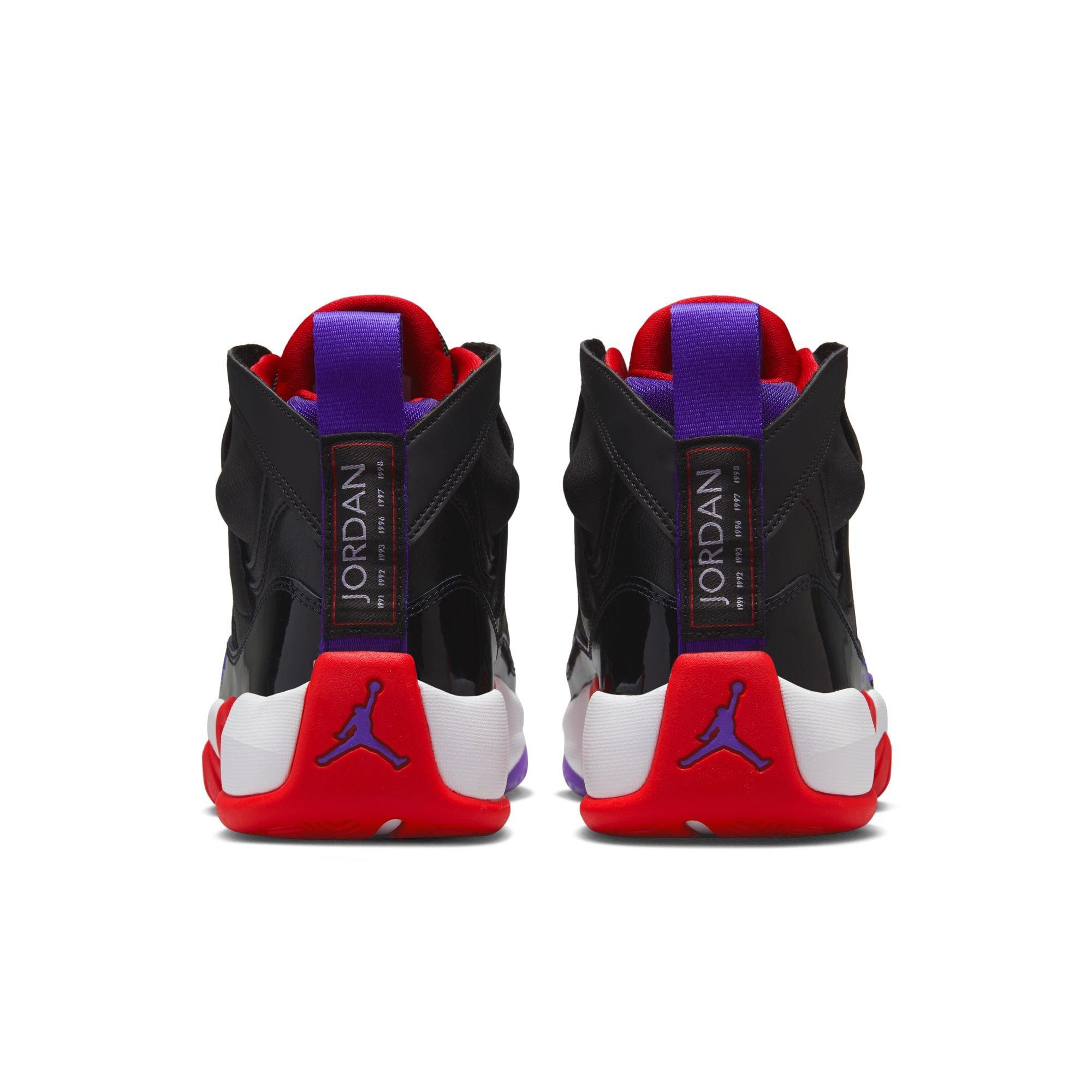 purple red black jordans
