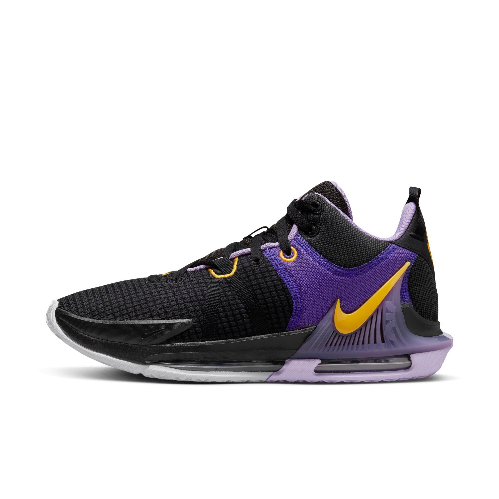 Nike LeBron Witness 7 Basketball Shoes, Men's, M9.5/W11, Black/Gold/Purple