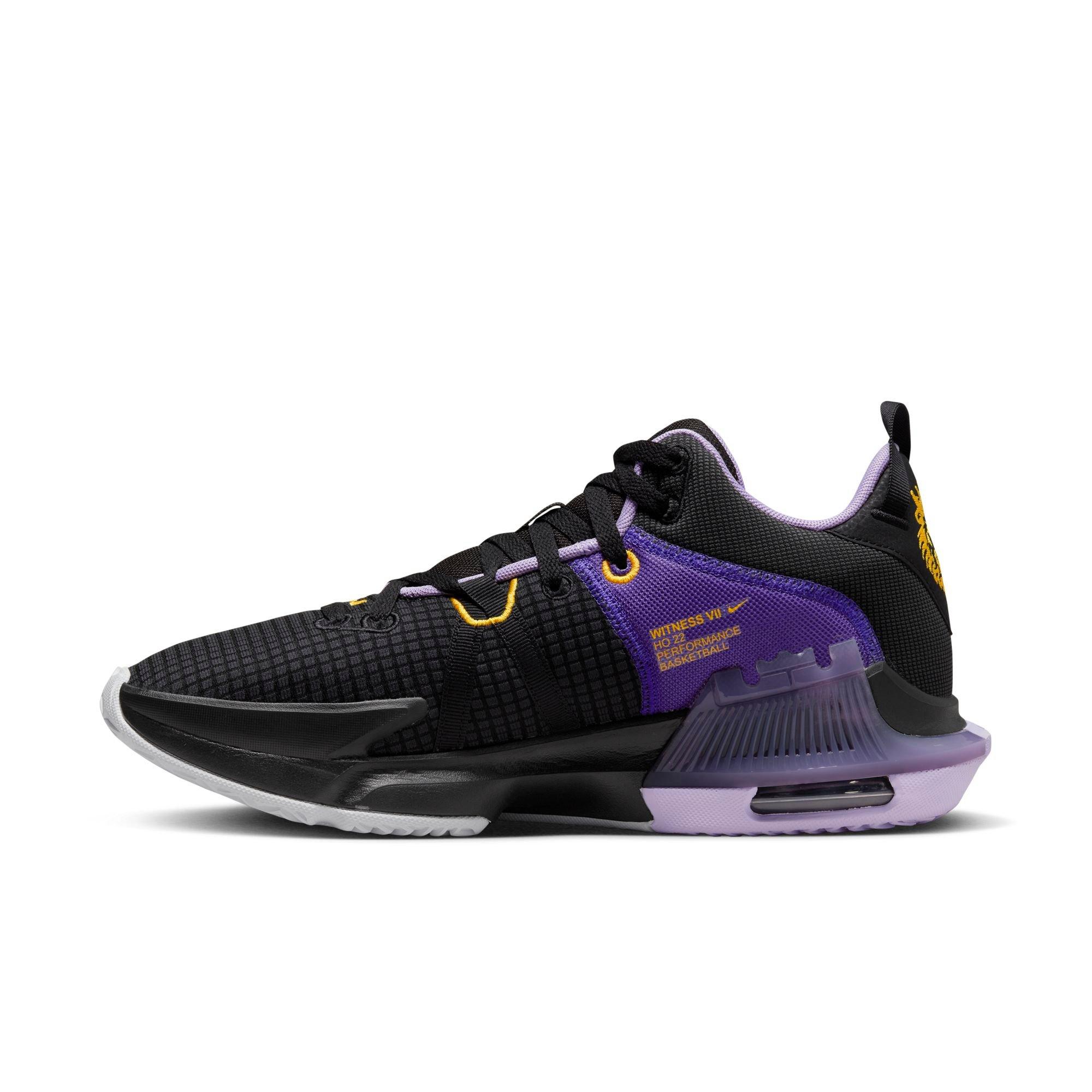 Nike LeBron Witness 7 Basketball Shoes, Men's, M9.5/W11, Black/Gold/Purple