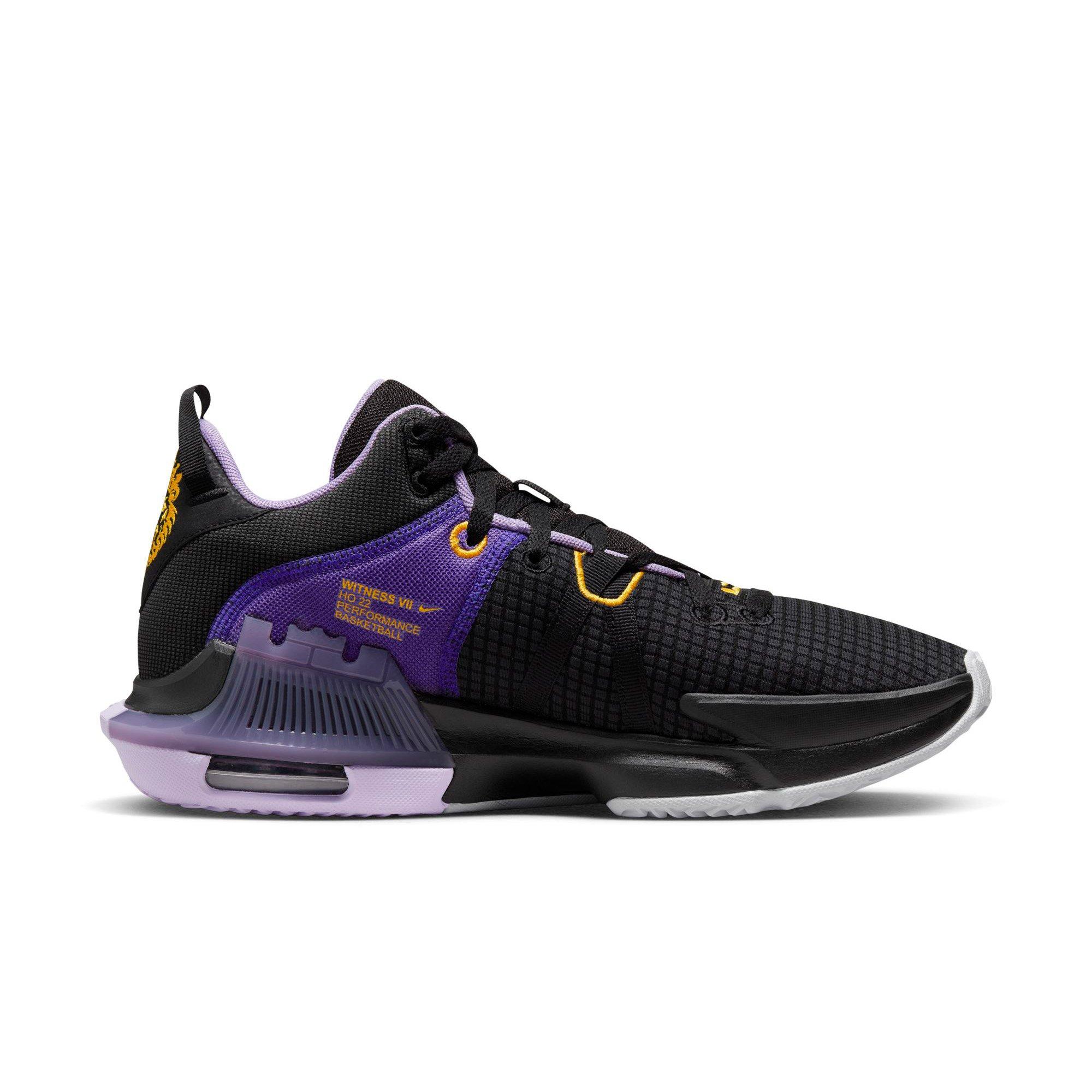 Nike LeBron Witness 7 Black/University Gold/Lilac/Court Purple Men's  Basketball Shoe - Hibbett