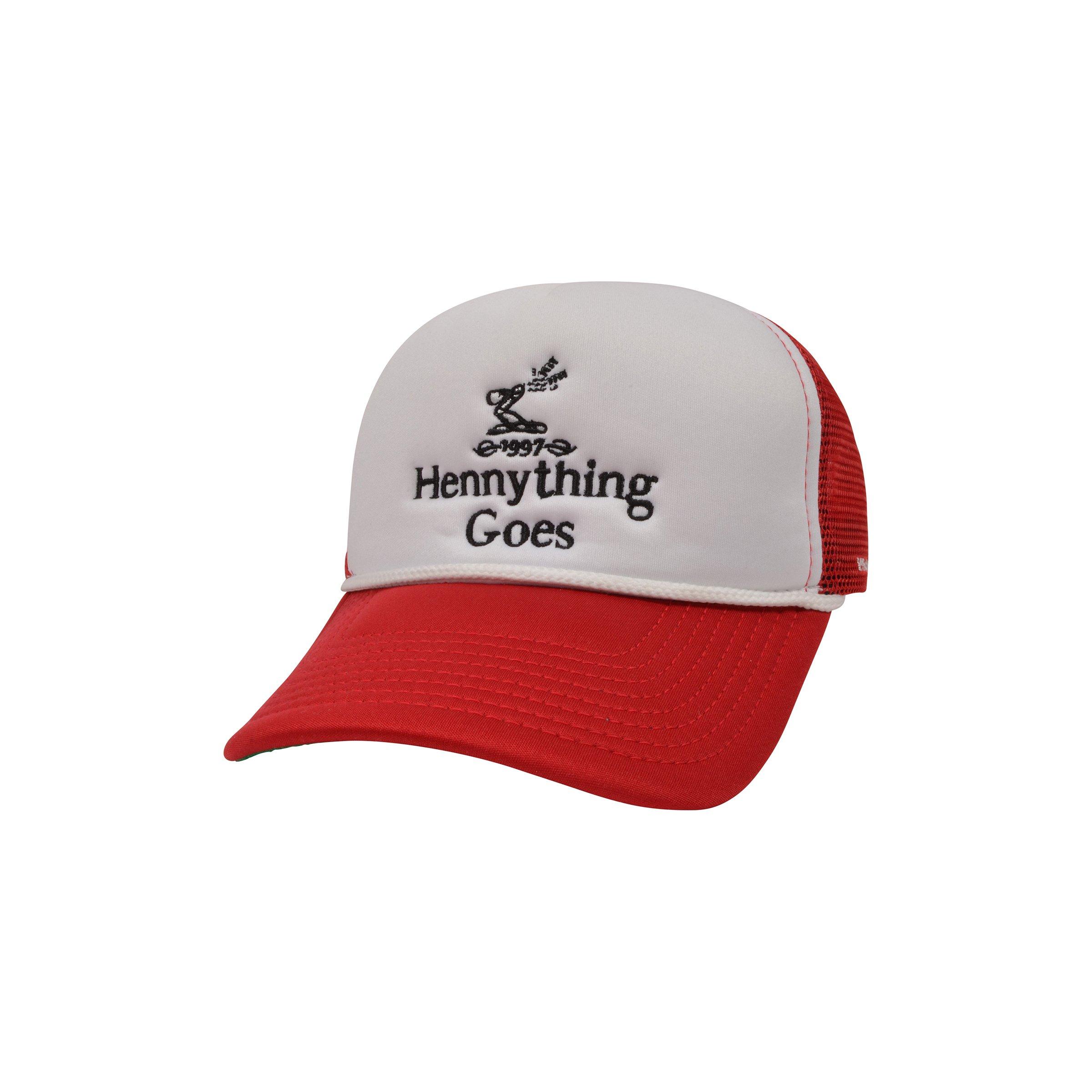 Field Grade Hennything Goes Trucker Snapback Hat-White/Red - WHITE/RED Thumbnail View 1