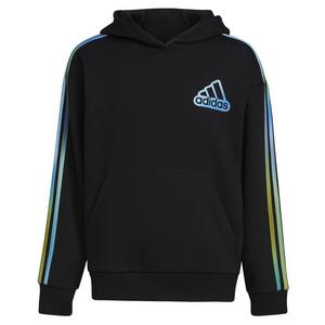 adidas Multicolor 3-Stripes Fleece Pullover Hoodie - White, Kids' Training