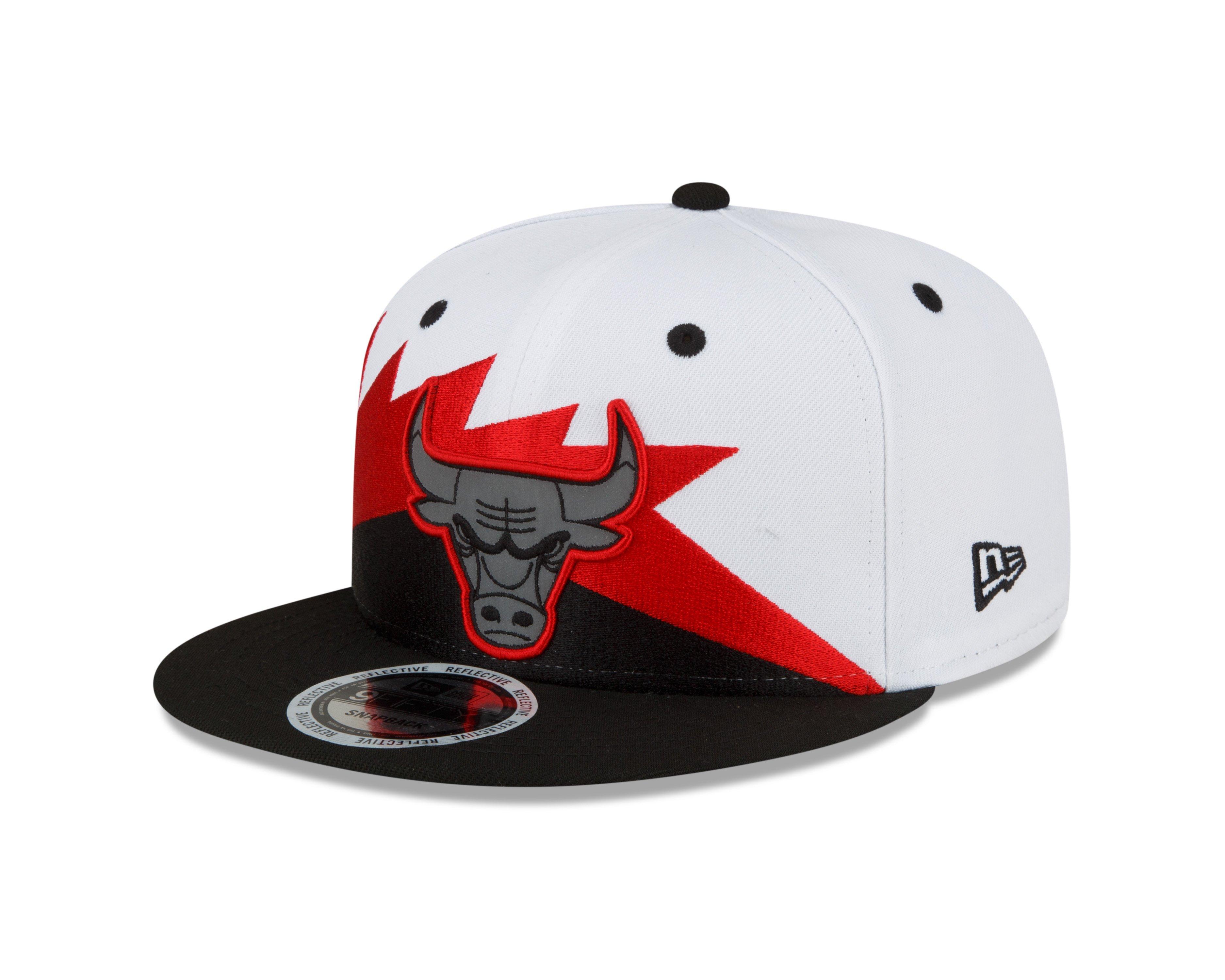 New Era Chicago Bulls Air Jordan 5 Fire Inspired 9FIFTY Snapback Hat, White/Red, Polyester