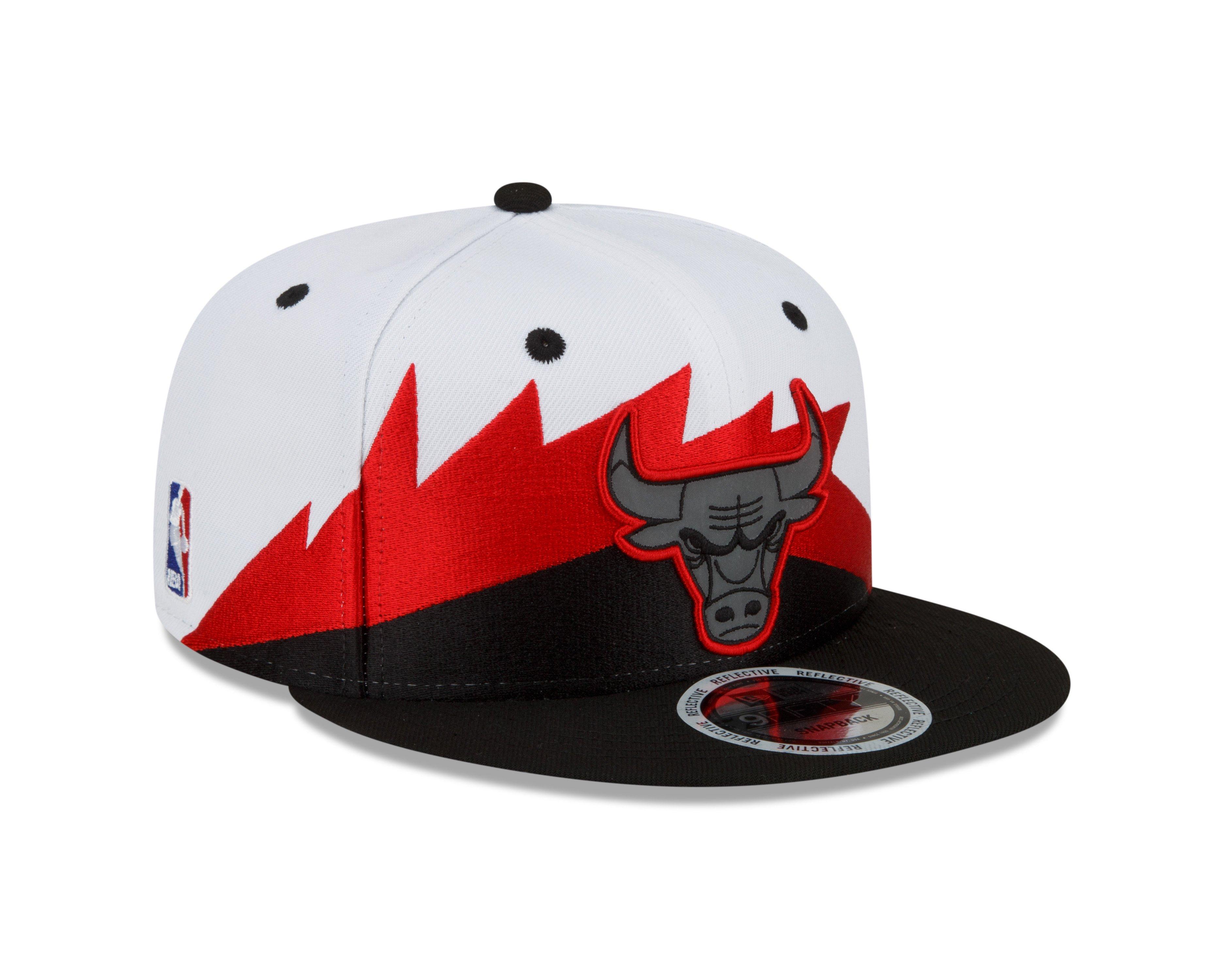 New Era Chicago Bulls Air Jordan 5 Fire Inspired 9FIFTY Snapback Hat, White/Red, Polyester