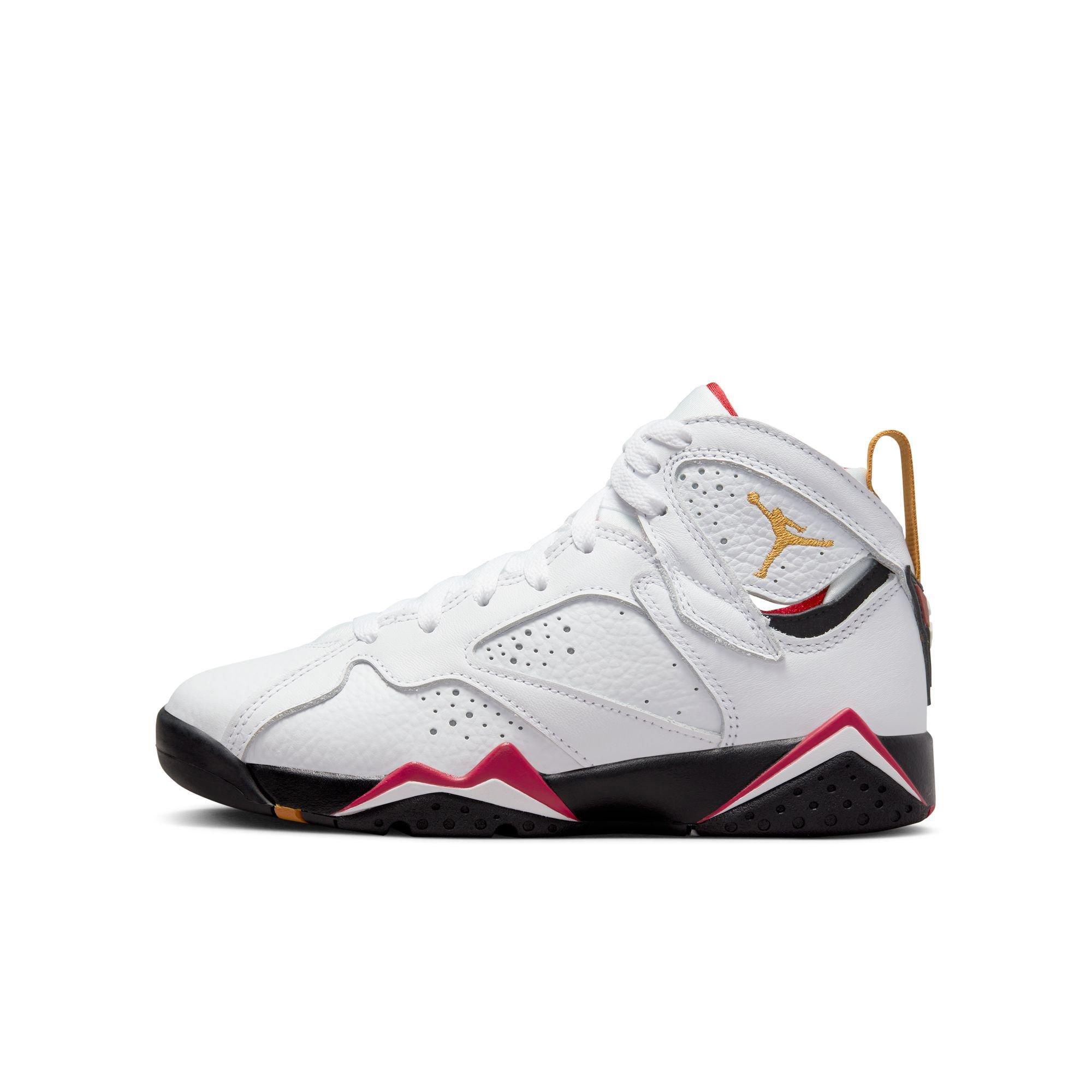Jordan 7 Retro "White/Black/Cardinal Red" Grade School Kids' Shoe - WHITE/BLACK/CARDINAL RED Thumbnail View 6