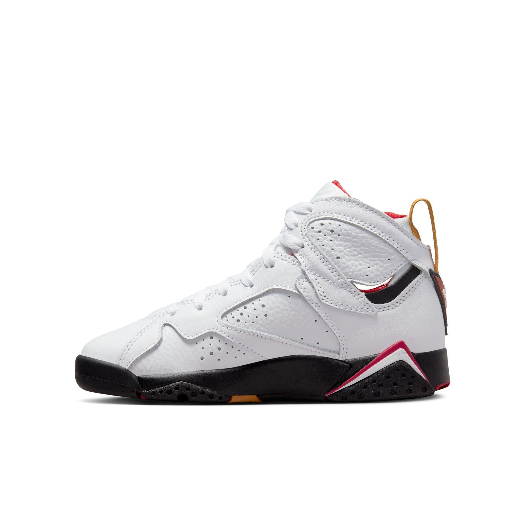 Jordan 7 Retro "White/Black/Cardinal Red" Grade School Kids' Shoe - WHITE/BLACK/CARDINAL RED Thumbnail View 7