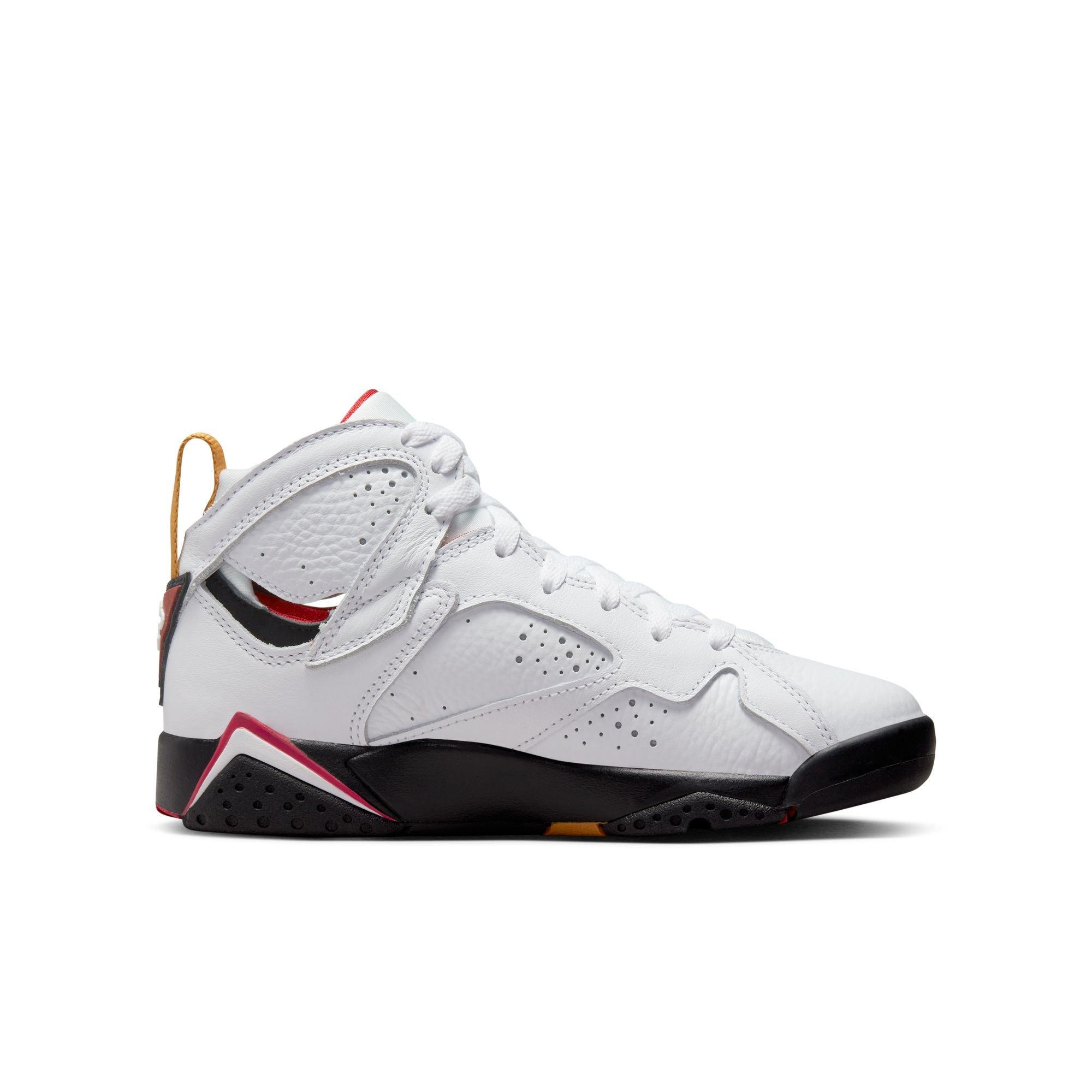 Jordan 7 Retro "White/Black/Cardinal Red" Grade School Kids' Shoe - WHITE/BLACK/CARDINAL RED Thumbnail View 2