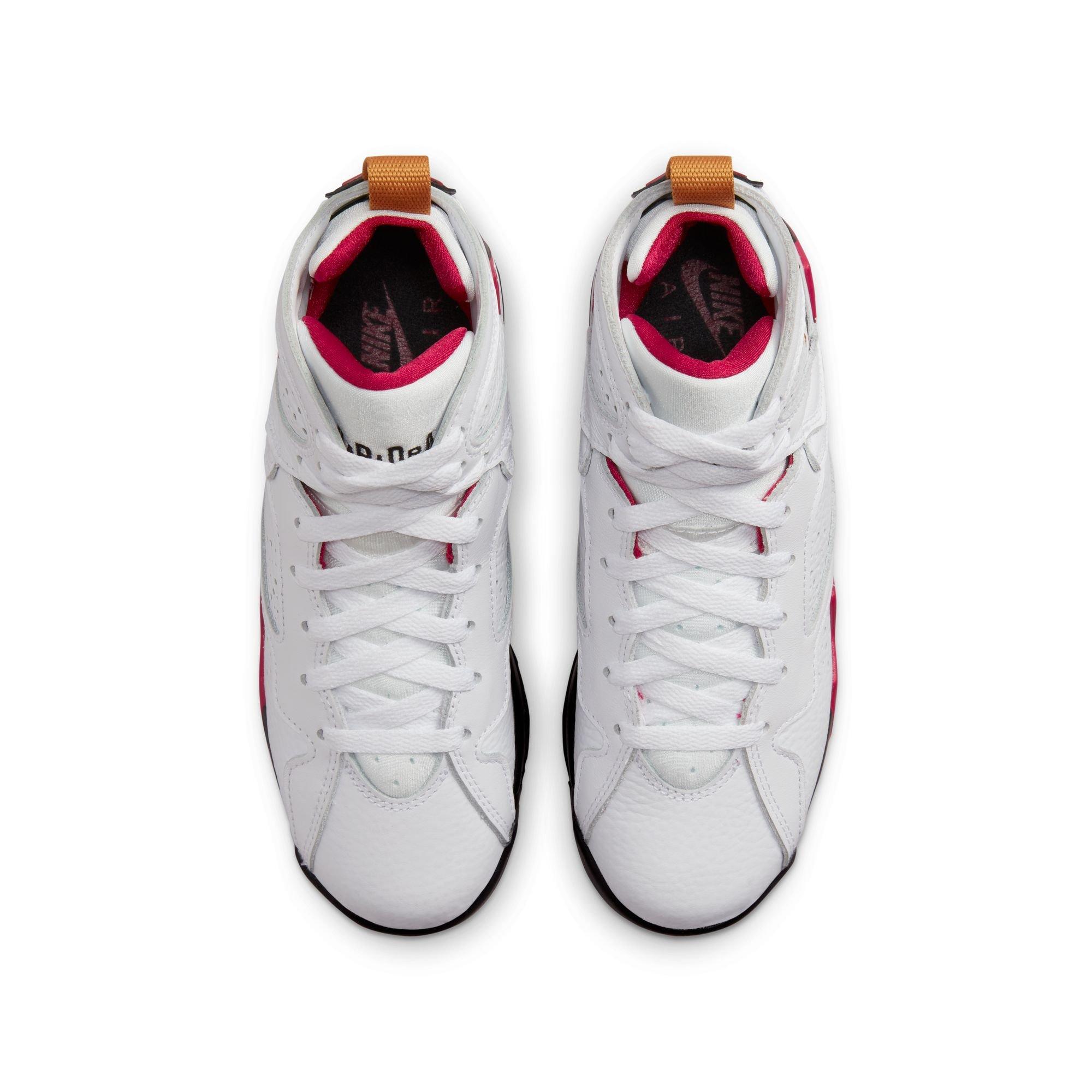 Jordan 7 Retro "White/Black/Cardinal Red" Grade School Kids' Shoe - WHITE/BLACK/CARDINAL RED Thumbnail View 9