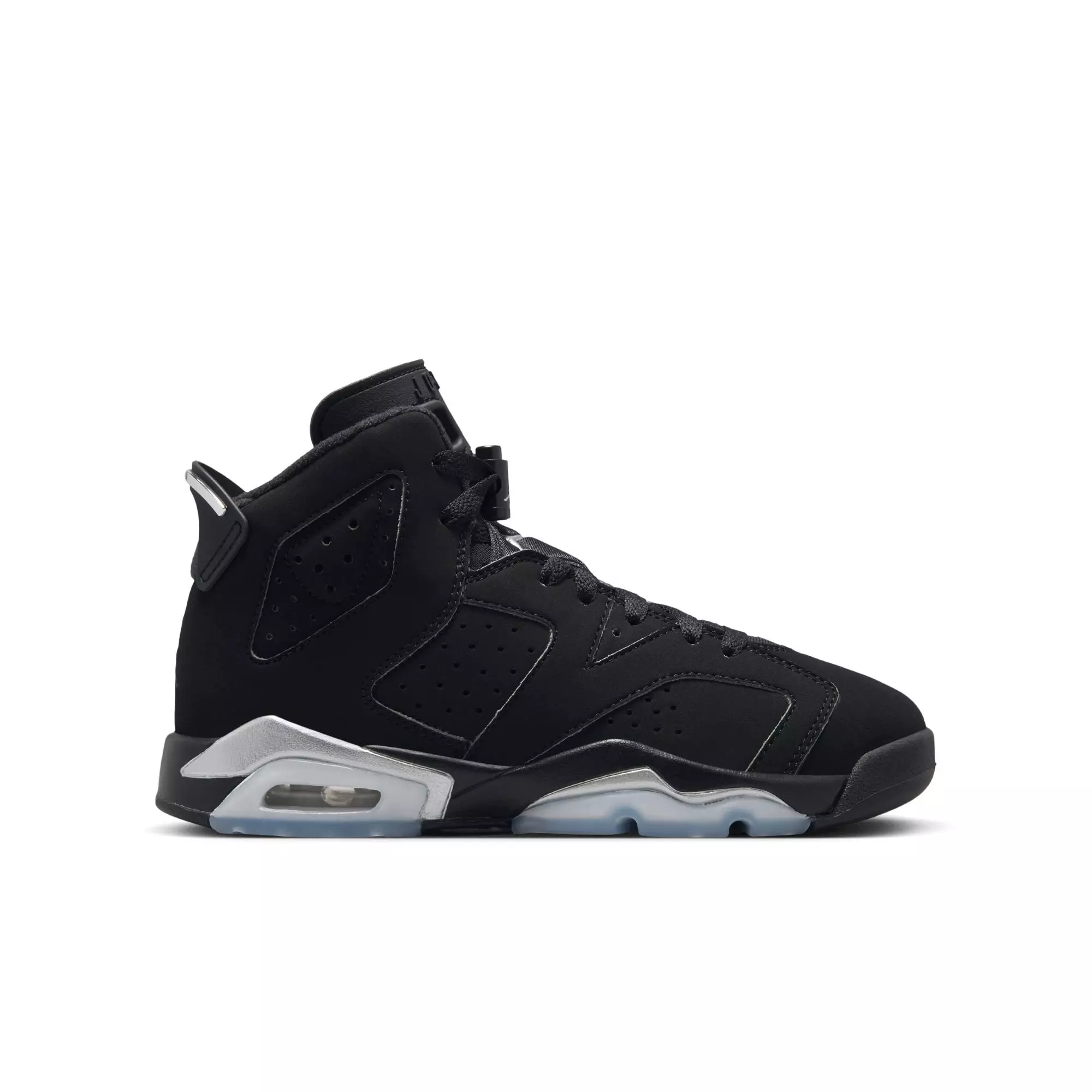 Jordan 6 Retro "Black/Metallic Silver" Grade School Kids' Shoe - BLACK/METALLIC SILVER