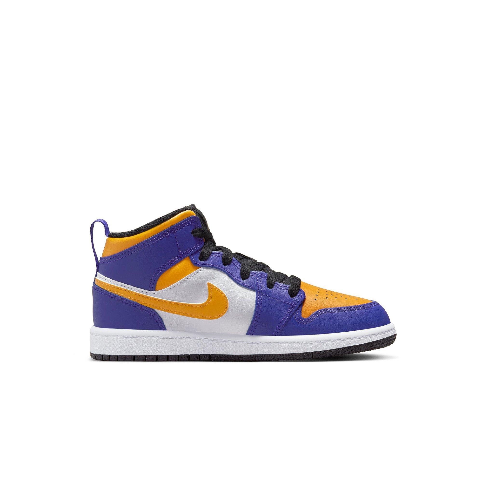 black yellow and purple jordans