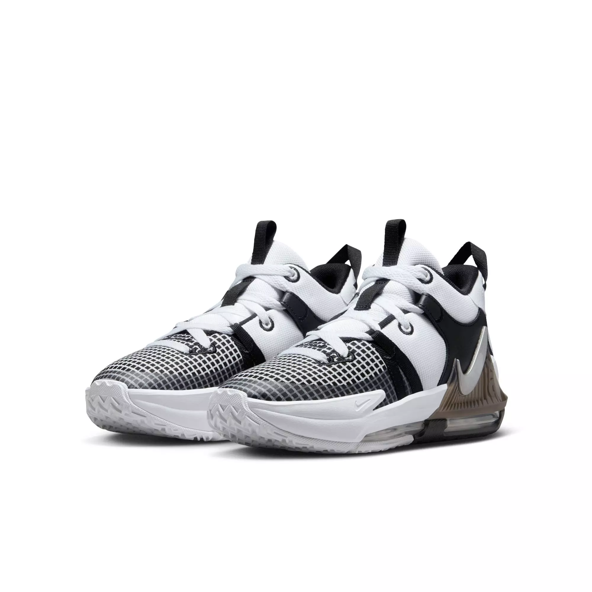 Nike LeBron Witness 7 "White/Metallic Silver/Black" Grade School Boys' Basketball Shoe - BLACK/WHITE