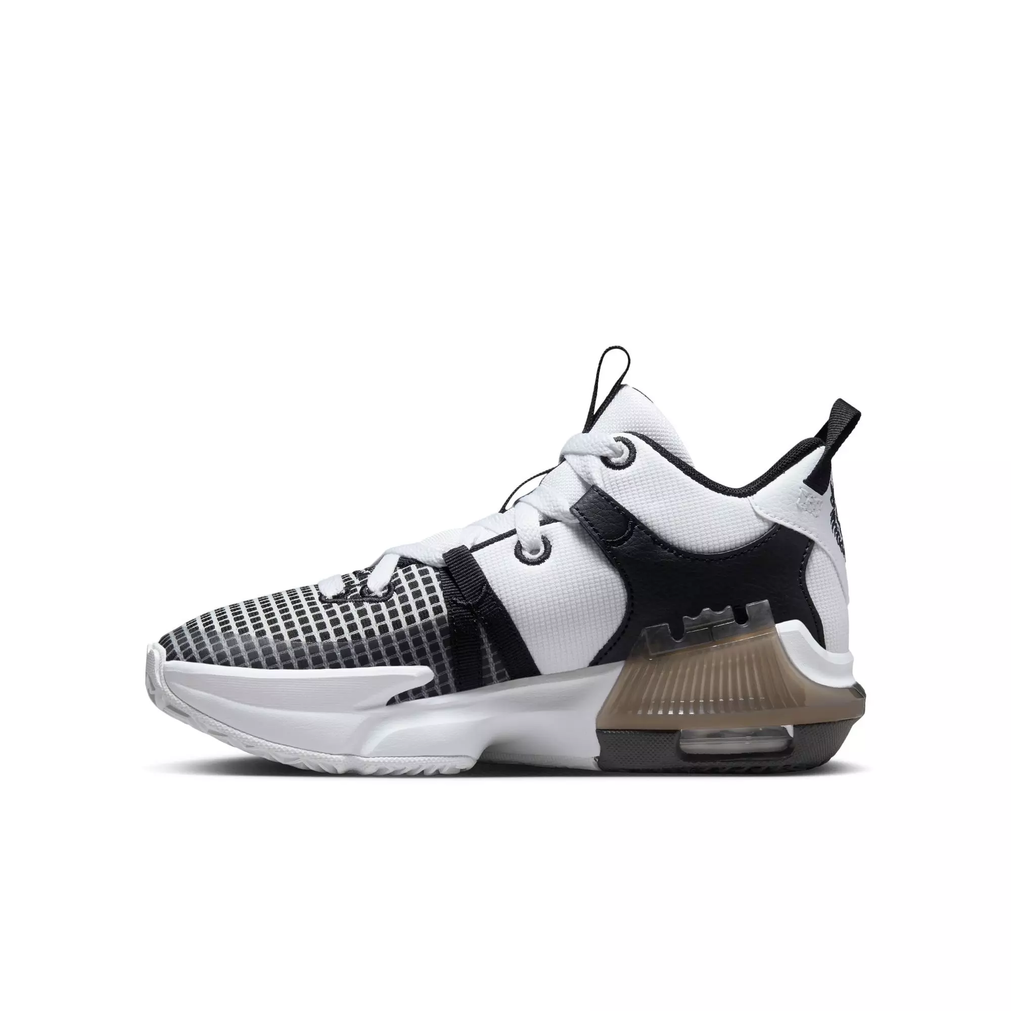 Nike LeBron Witness 7 "White/Metallic Silver/Black" Grade School Boys' Basketball Shoe - BLACK/WHITE