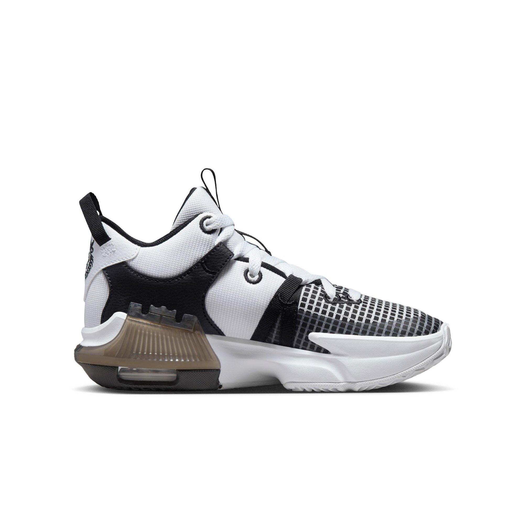 Nike LeBron Witness 7 "White/Metallic Silver/Black" Grade School Boys' Basketball Shoe - BLACK/WHITE Thumbnail View 2