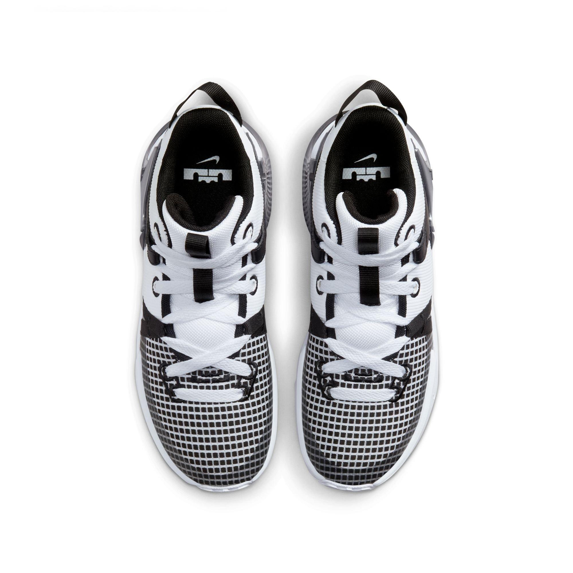 Nike LeBron Witness 7 "White/Metallic Silver/Black" Grade School Boys' Basketball Shoe - BLACK/WHITE Thumbnail View 8