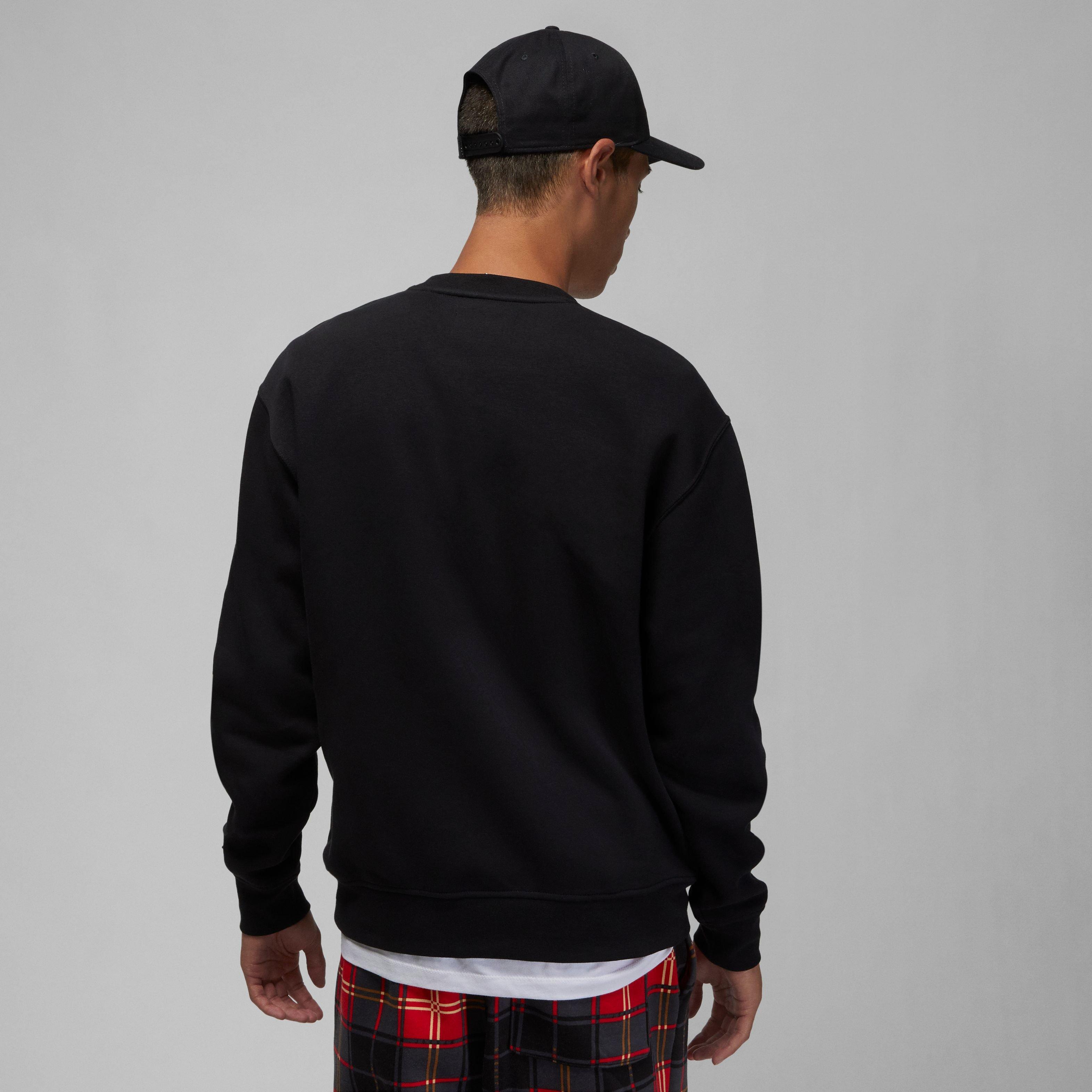 Jordan Men's Essentials Holiday Plaid Fleece Crewneck-Black