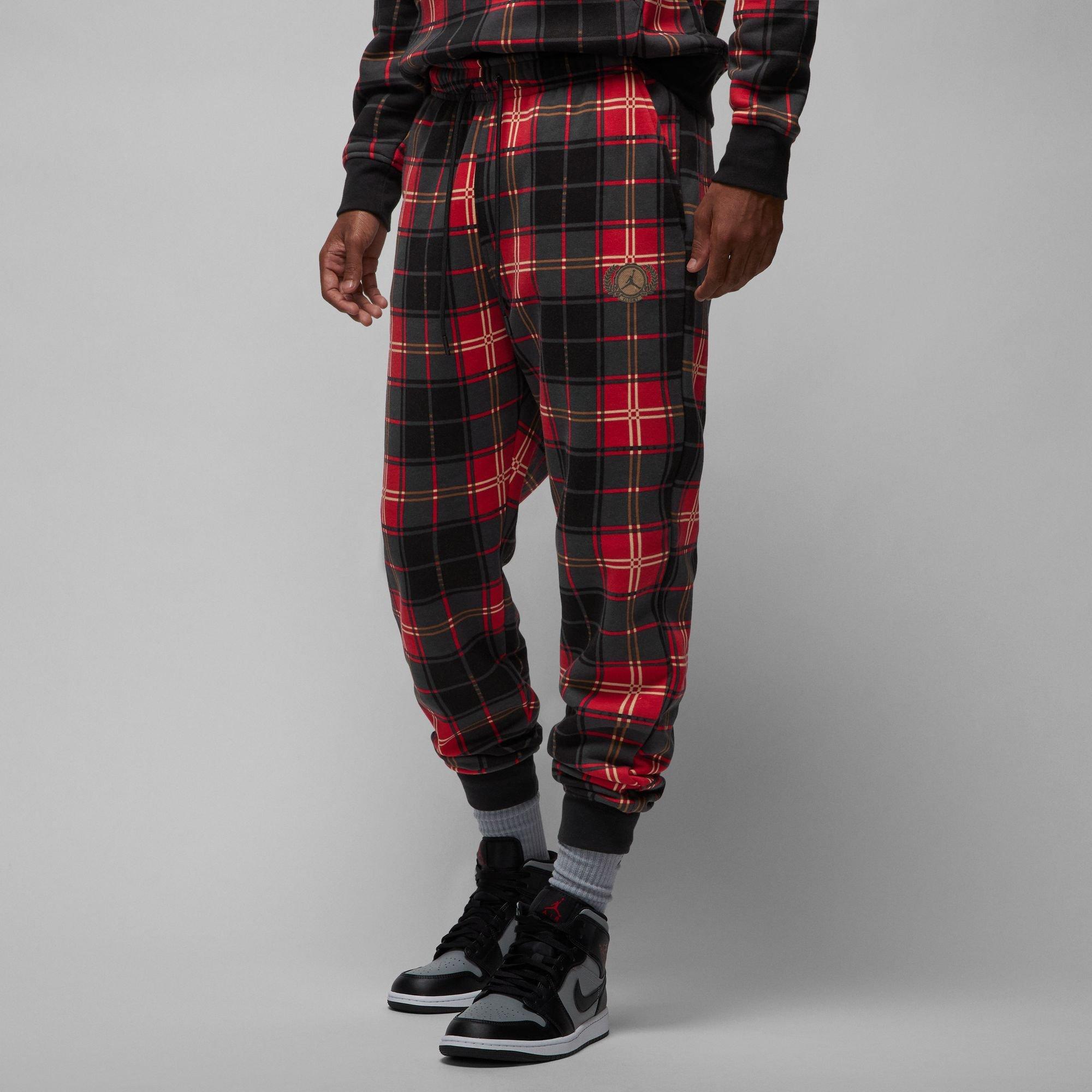 Jordan Men's Essentials Plaid Fleece Pants - Red/Blue - Hibbett