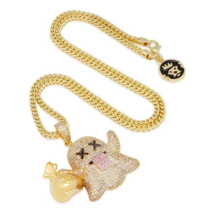 King Ice Money Ghost Emoji Necklace - GOLD Thumbnail View 3
