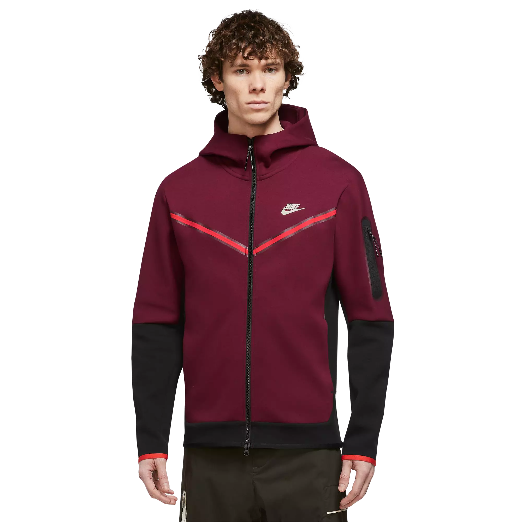 Nike Men's Sportswear Tech Fleece Full-Zip Hoodie-Maroon - Hibbett