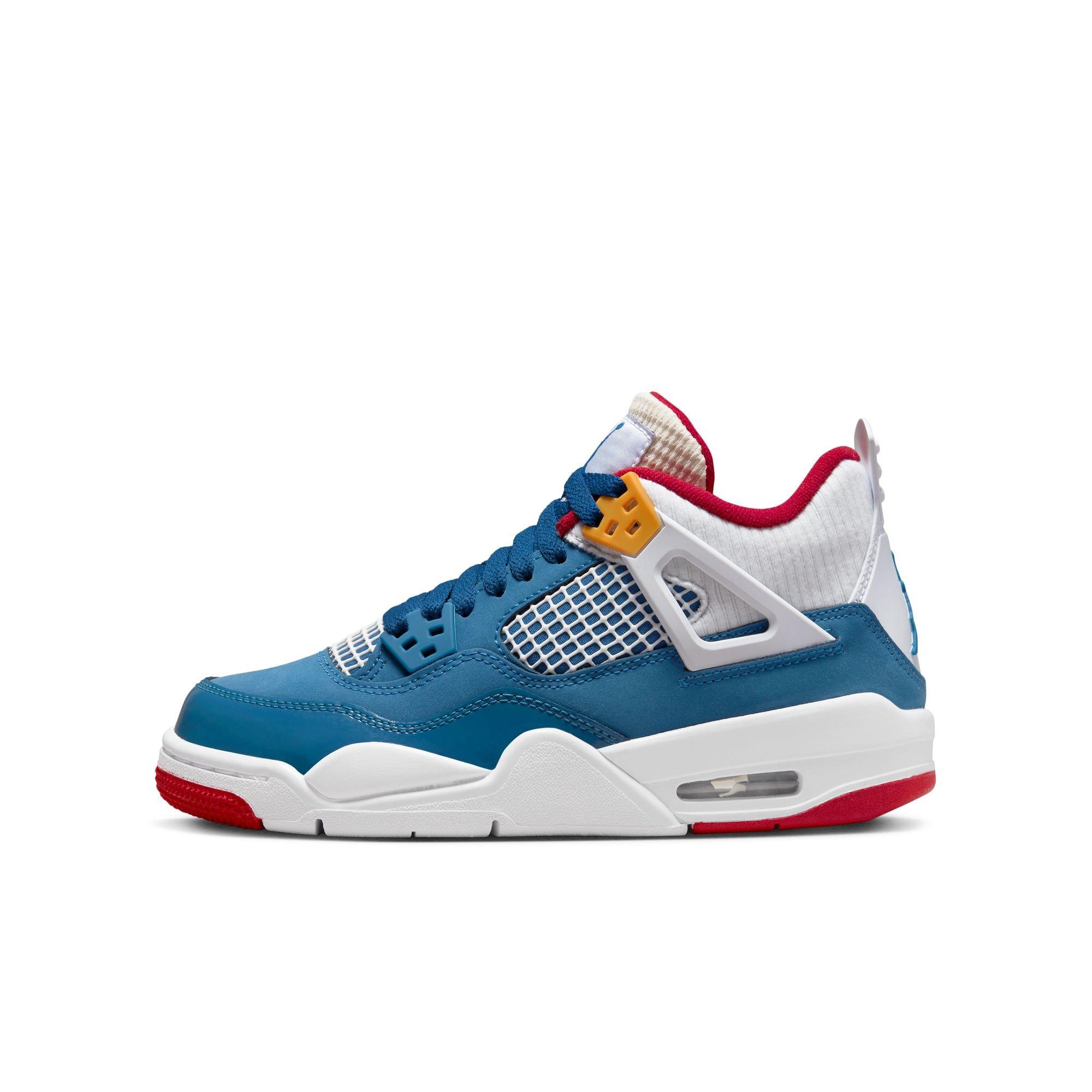 blue white and red jordan 4s