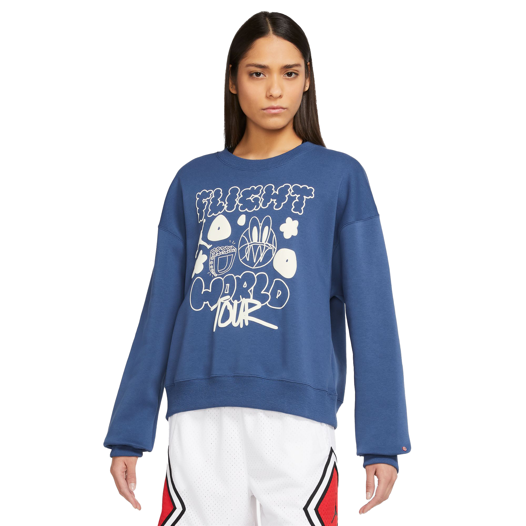 Jordan Women's Brooklyn Graphic Fleece Crew Sweatshirt-Blue - Hibbett |  City Gear
