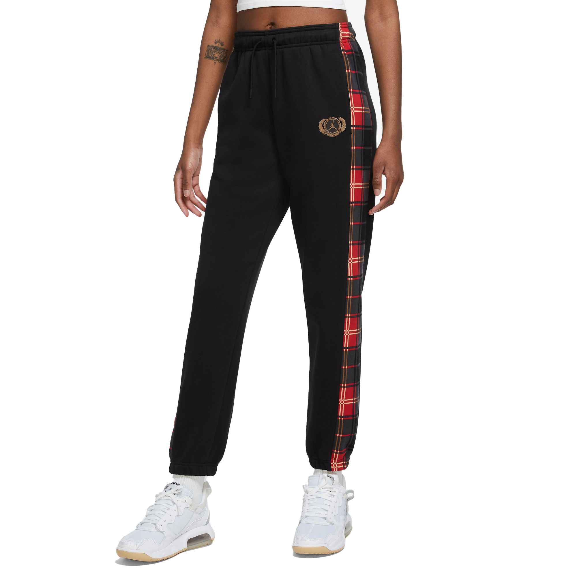 Jordan Women's Brooklyn Plaid Fleece Pants-Black/Red - Hibbett