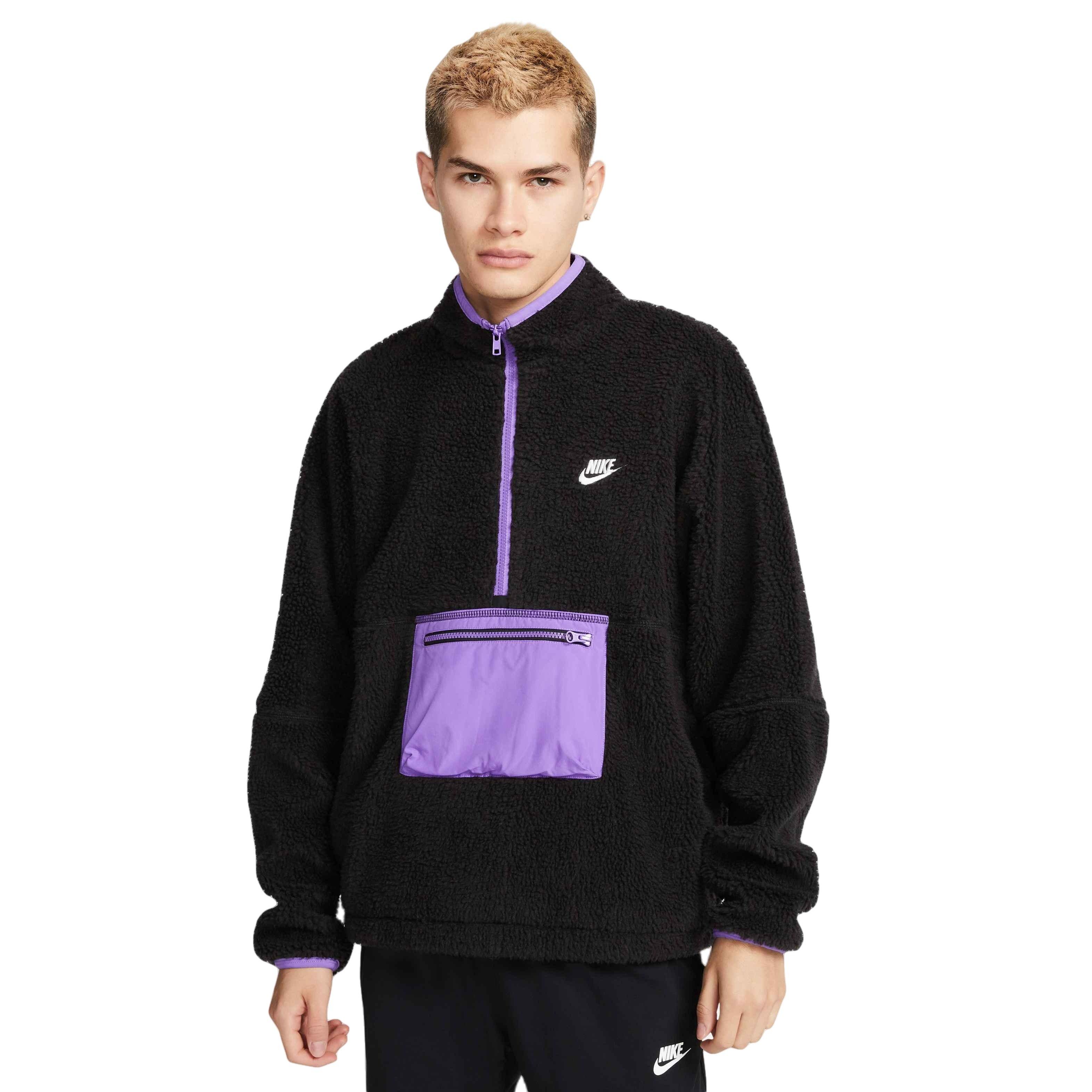 Nike Men's Club+ 1/2-Zip Winterized Anorak-Black/Purple - BLACK/PURPLE Thumbnail View 1