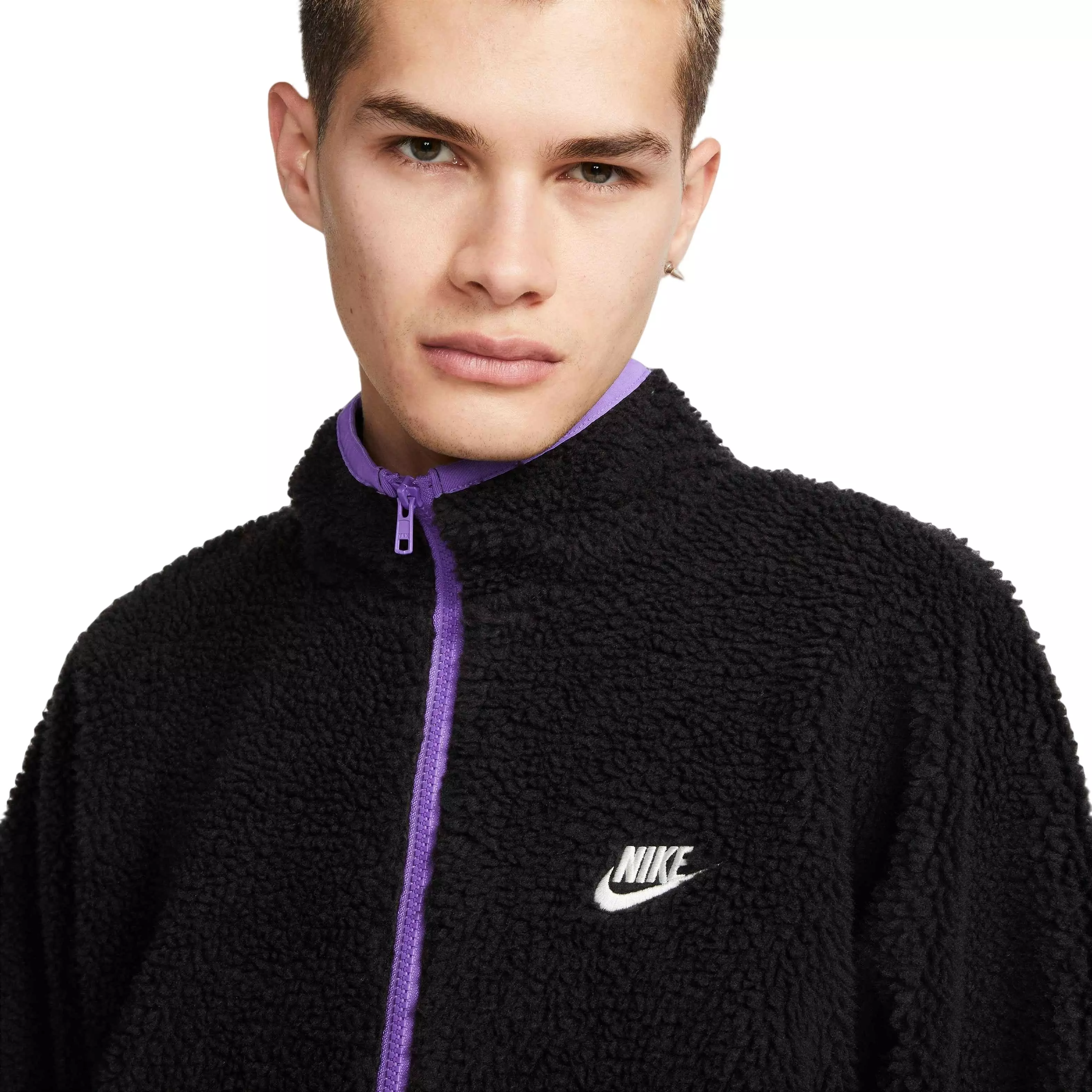 Nike Men's Club+ 1/2-Zip Winterized Anorak-Black/Purple - BLACK/PURPLE