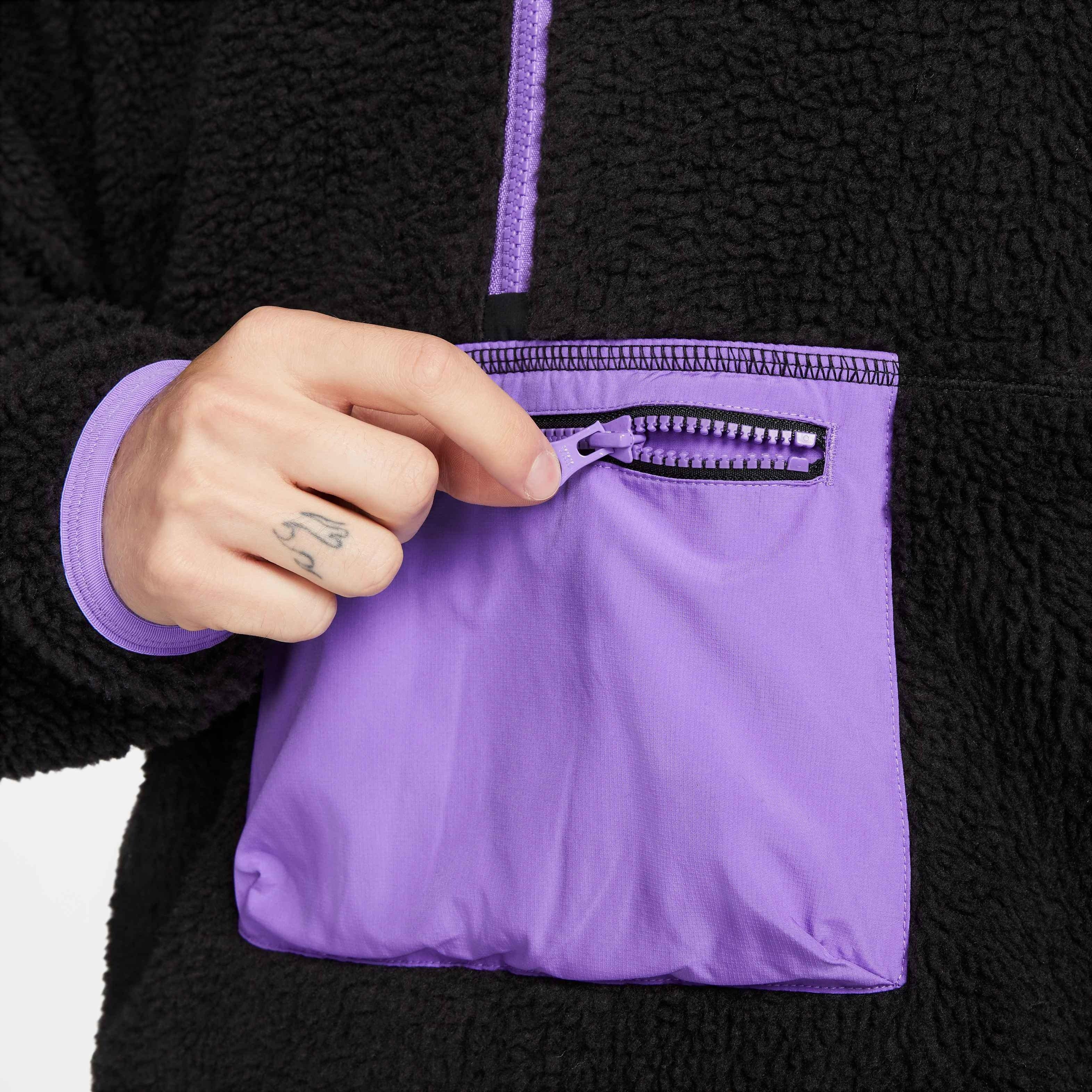 Nike Men's Club+ 1/2-Zip Winterized Anorak-Black/Purple - BLACK/PURPLE Thumbnail View 5