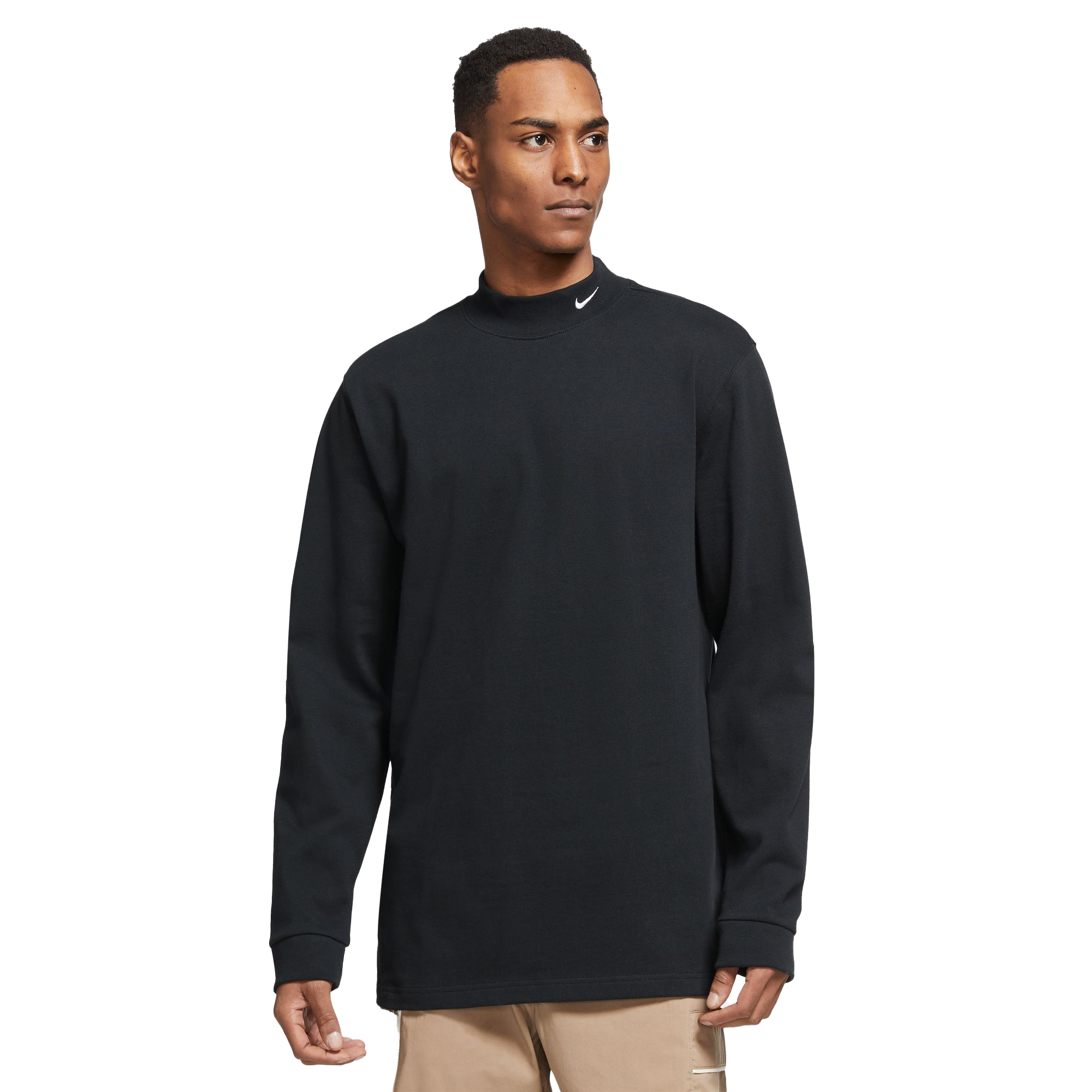 Nike Long-Sleeve Mock Neck Shirt Black - BLACK/WHITE