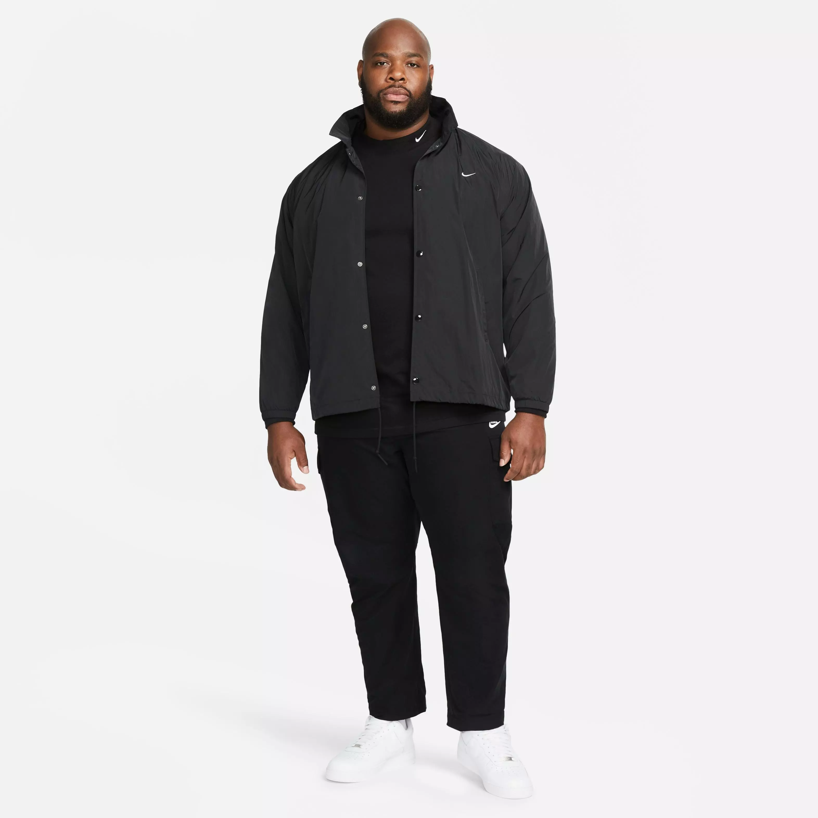 Nike Men's Life Long-Sleeve Mock Neck Shirt-Black - BLACK