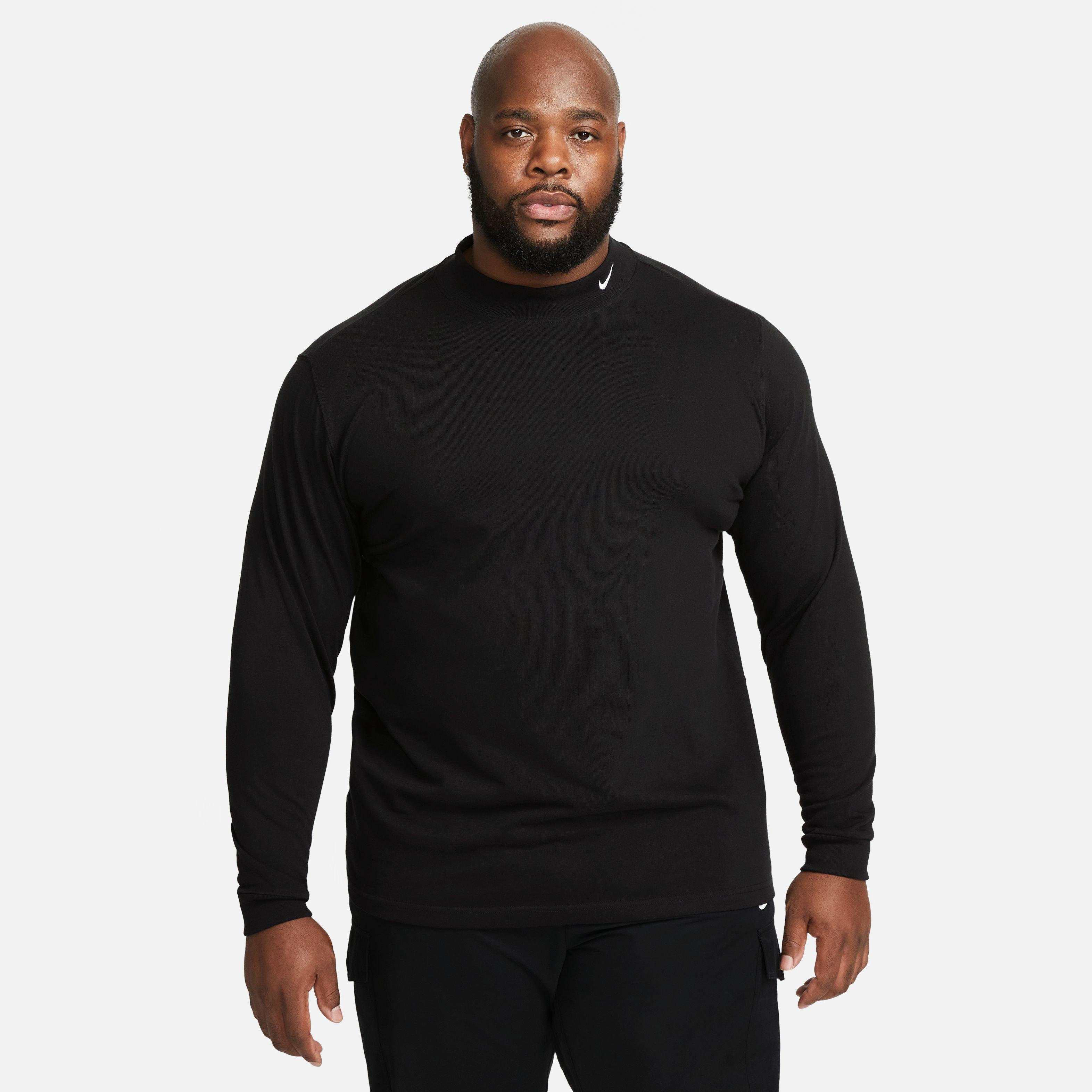 Nike Men's Life Long-Sleeve Mock Neck Shirt-Black - Hibbett