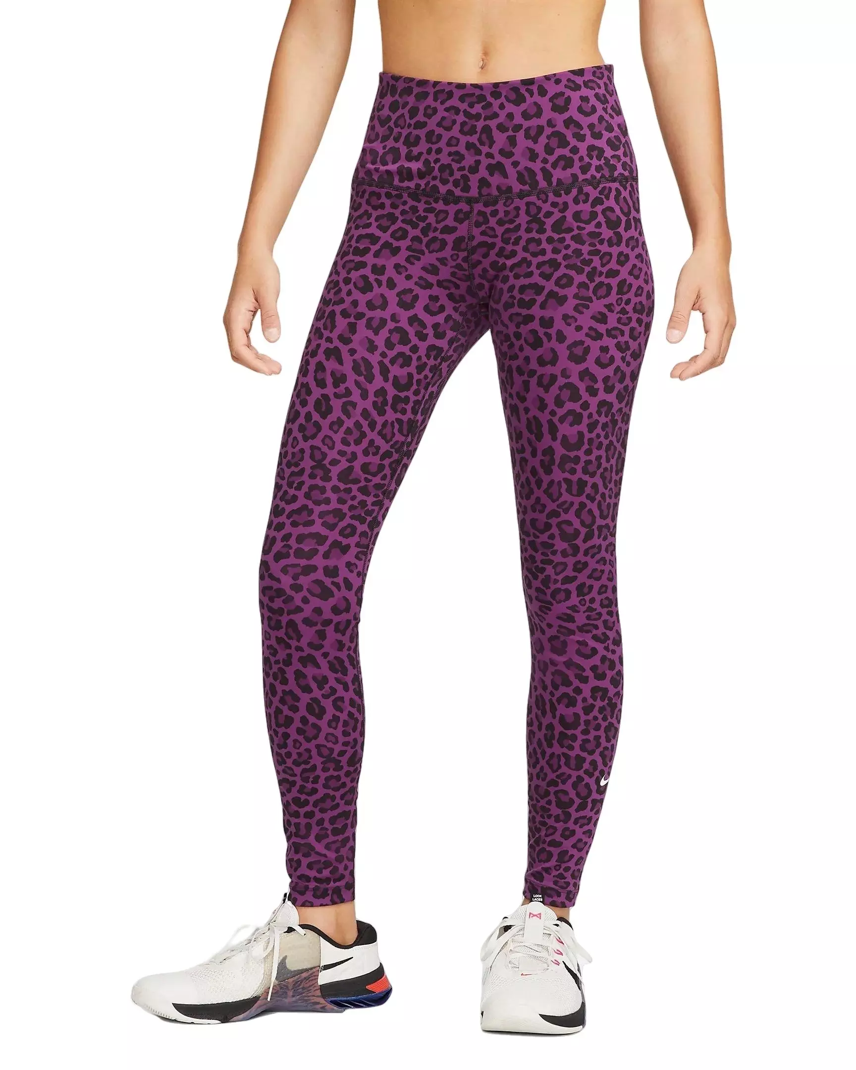 Nike Women's Dri-FIT One High-Waisted Printed Leggings-Purple - PURPLE