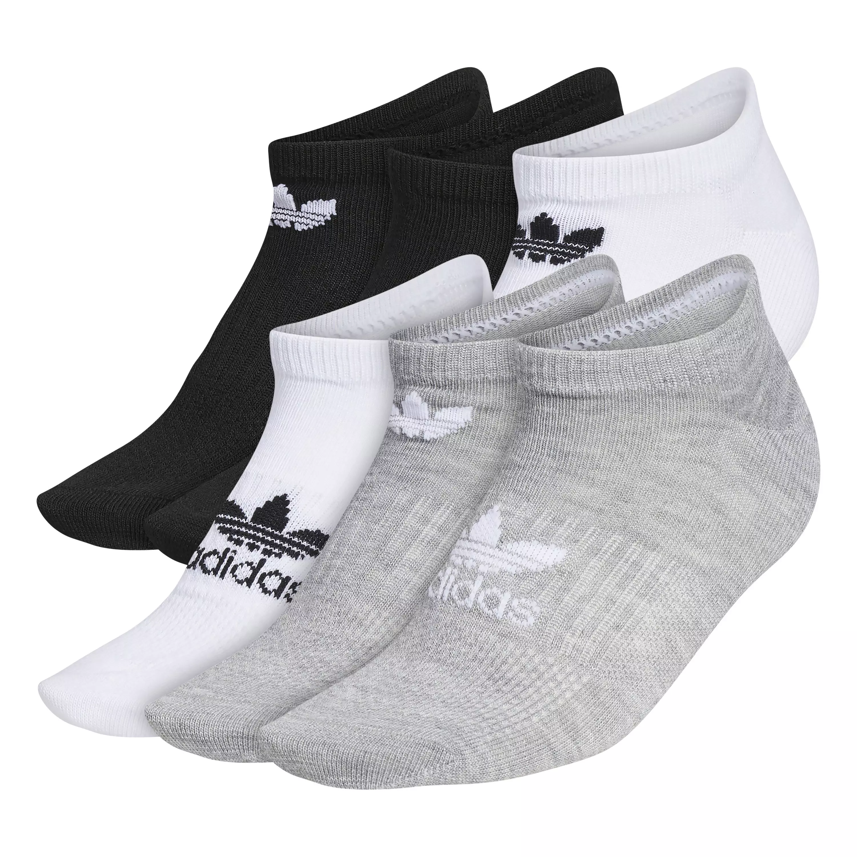 adidas Women's Classic Superlite No-Show Socks (6 Pairs)-Black/White/Grey - BLACK/WHITE/GREY