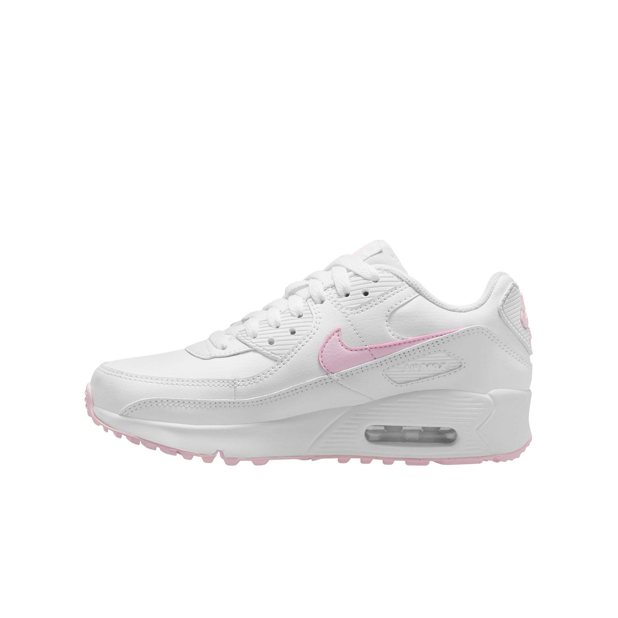 Nike Air Max 90 LTR SE White/Aura/Lt Madder Root Grade School Girls' Shoe  - Hibbett