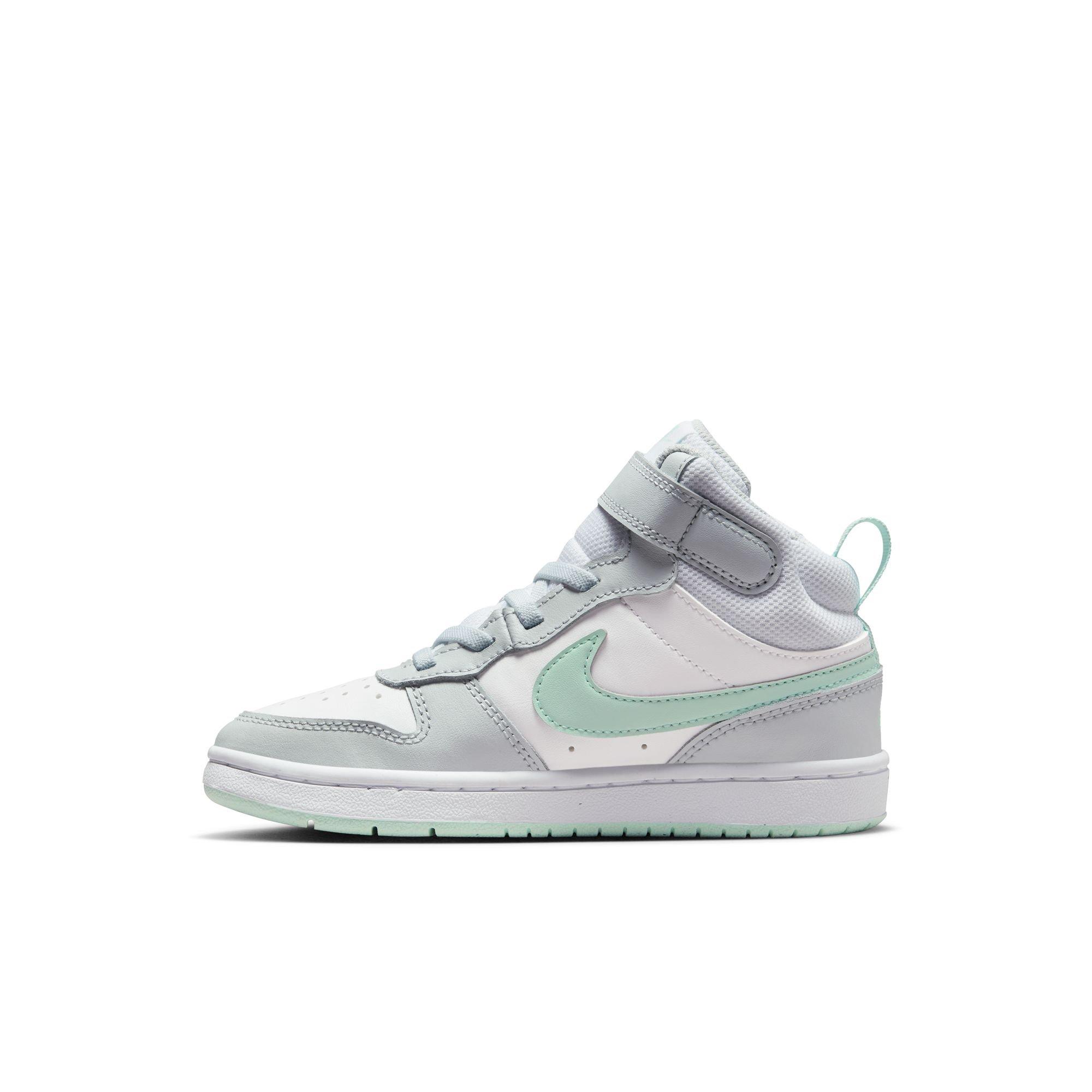 Interessant waardigheid piek Nike Court Borough Mid 2 "Pure Platinum/Mint Foam/White" Preschool Girls'  Shoe