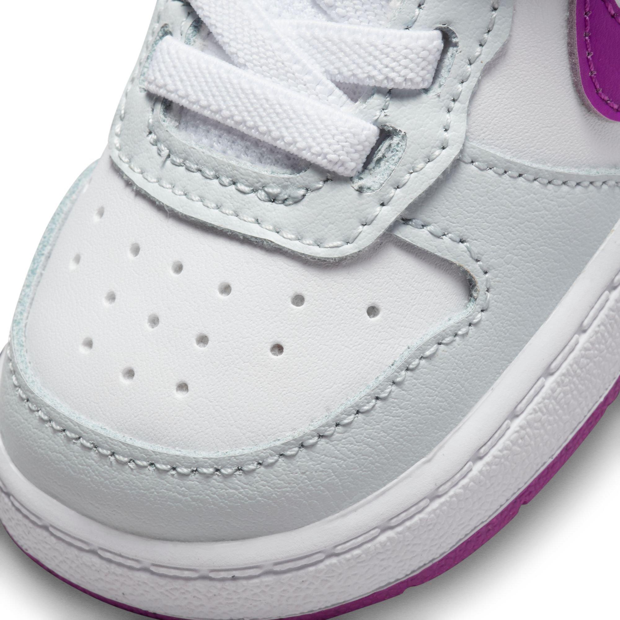 Nike Court Borough Mid 2 "Pure Platinum/Vivid Purple/White" Toddler Girls' Shoe - WHITE/PURPLE Thumbnail View 3