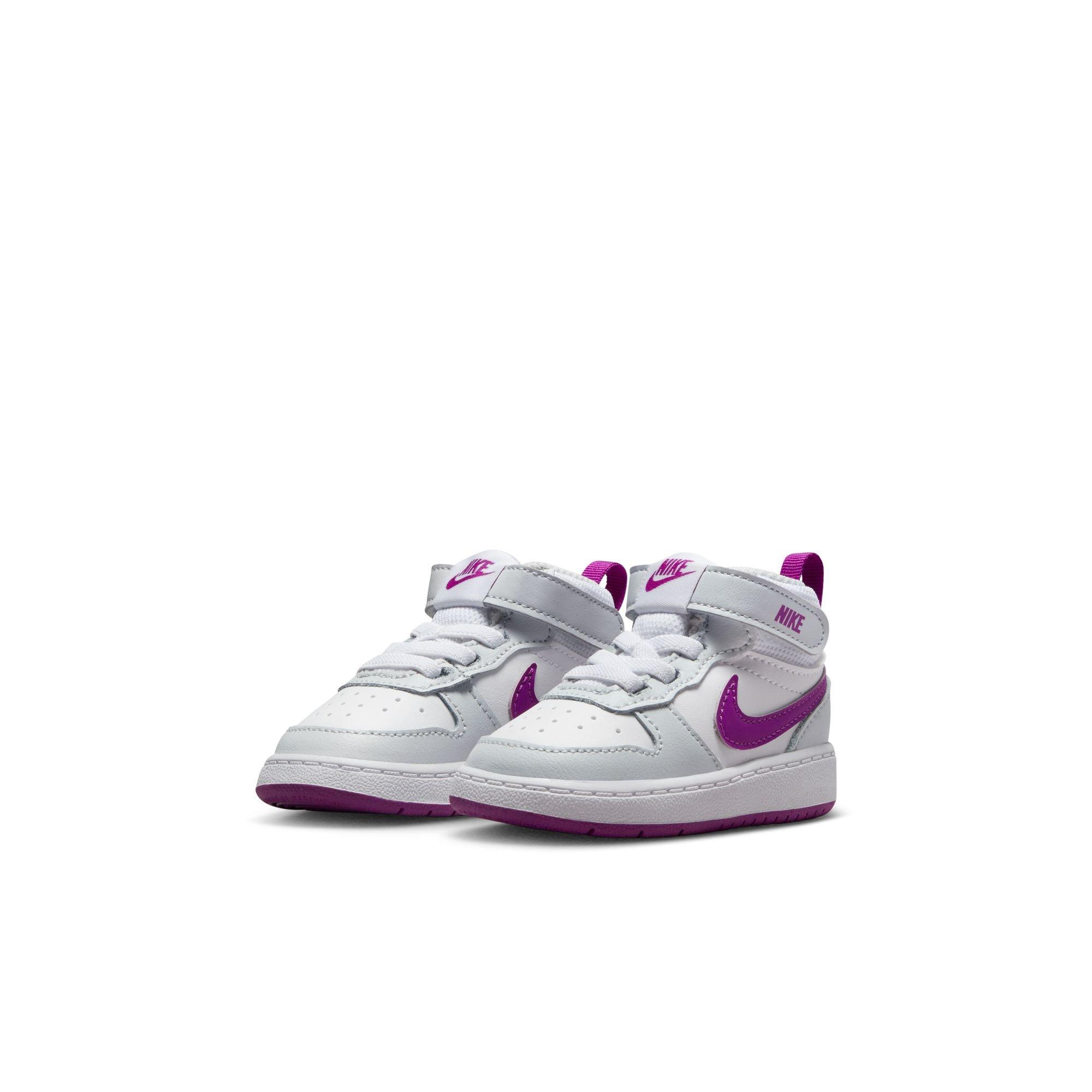 Nike Court Borough Mid 2 "Pure Platinum/Vivid Purple/White" Toddler Girls' Shoe - WHITE/PURPLE Thumbnail View 7