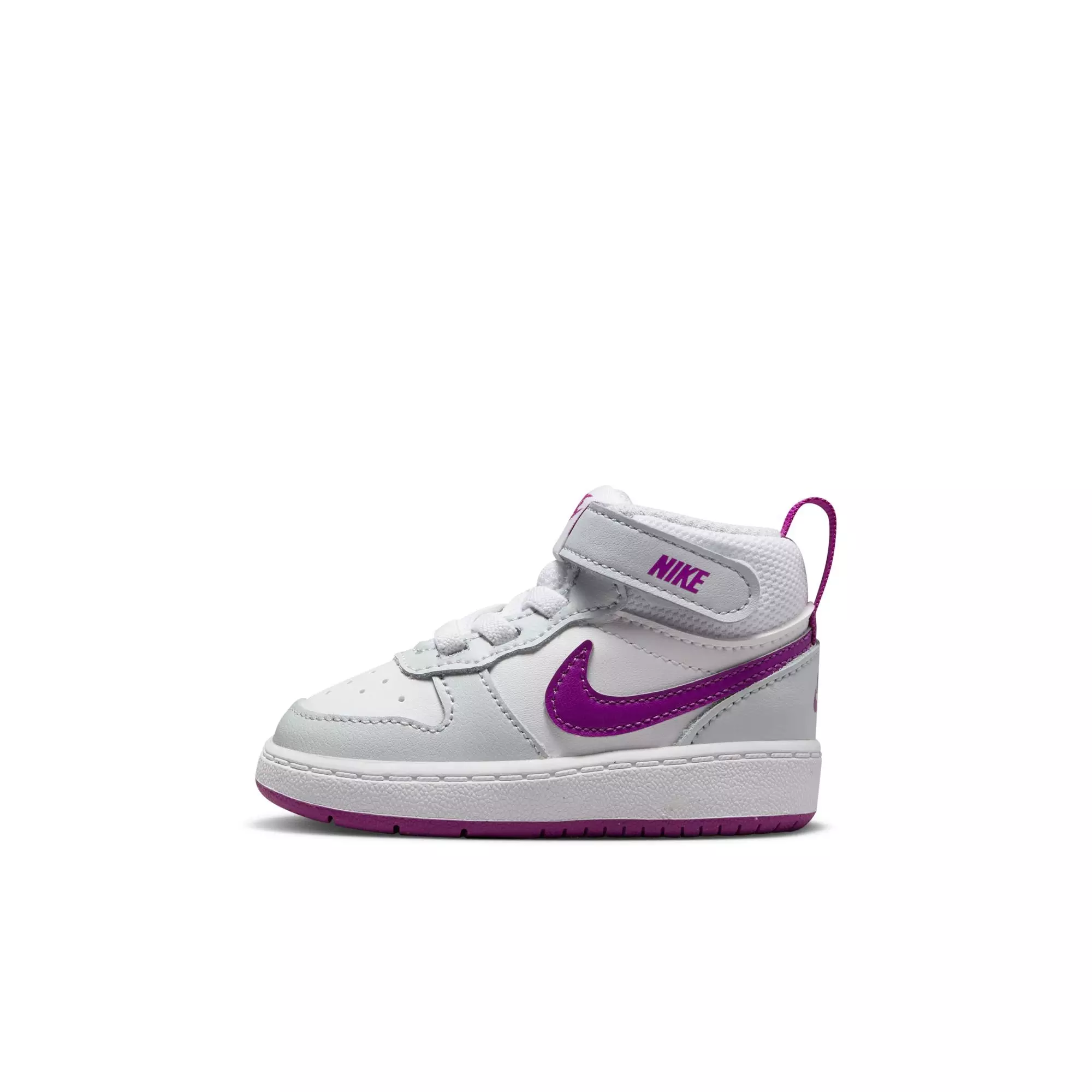 Nike Court Borough Mid 2 "Pure Platinum/Vivid Purple/White" Toddler Girls' Shoe - WHITE/PURPLE