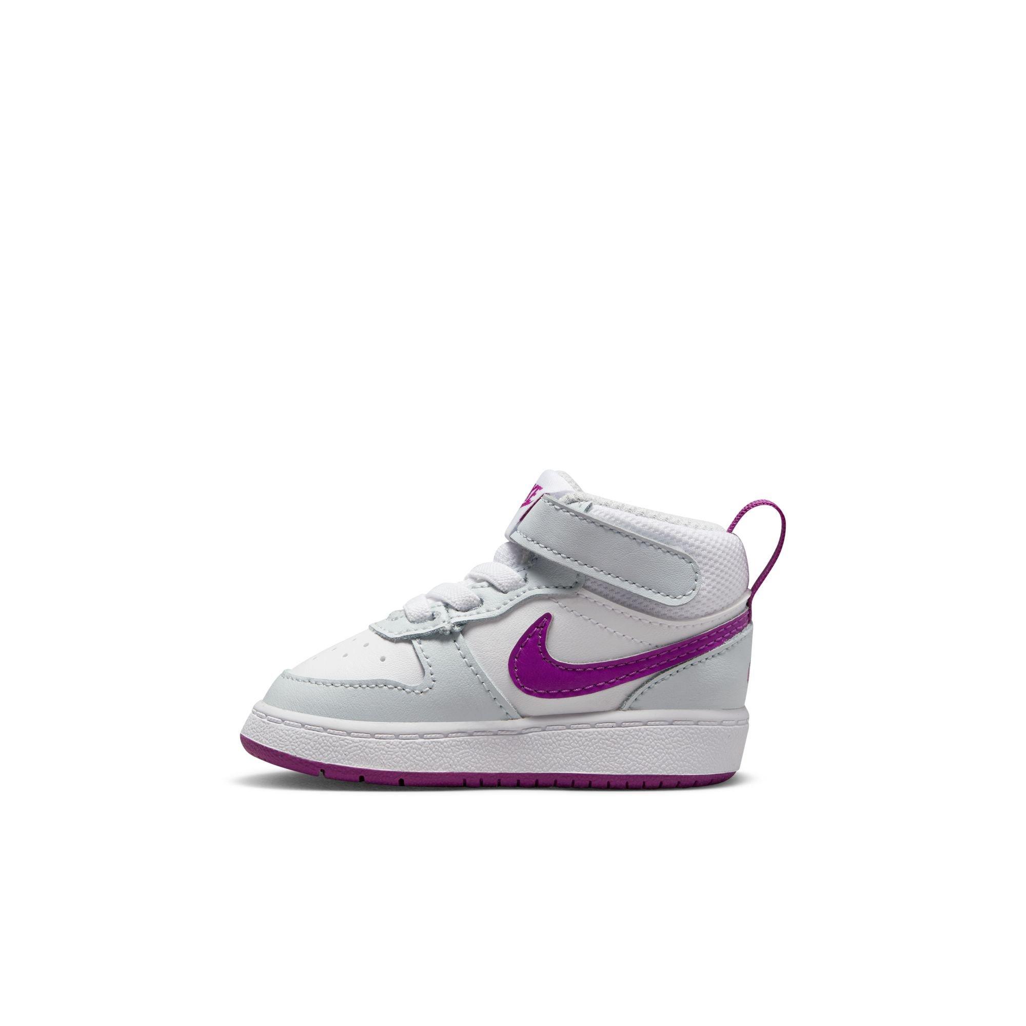 Nike Court Borough Mid 2 "Pure Platinum/Vivid Purple/White" Toddler Girls' Shoe - WHITE/PURPLE Thumbnail View 6