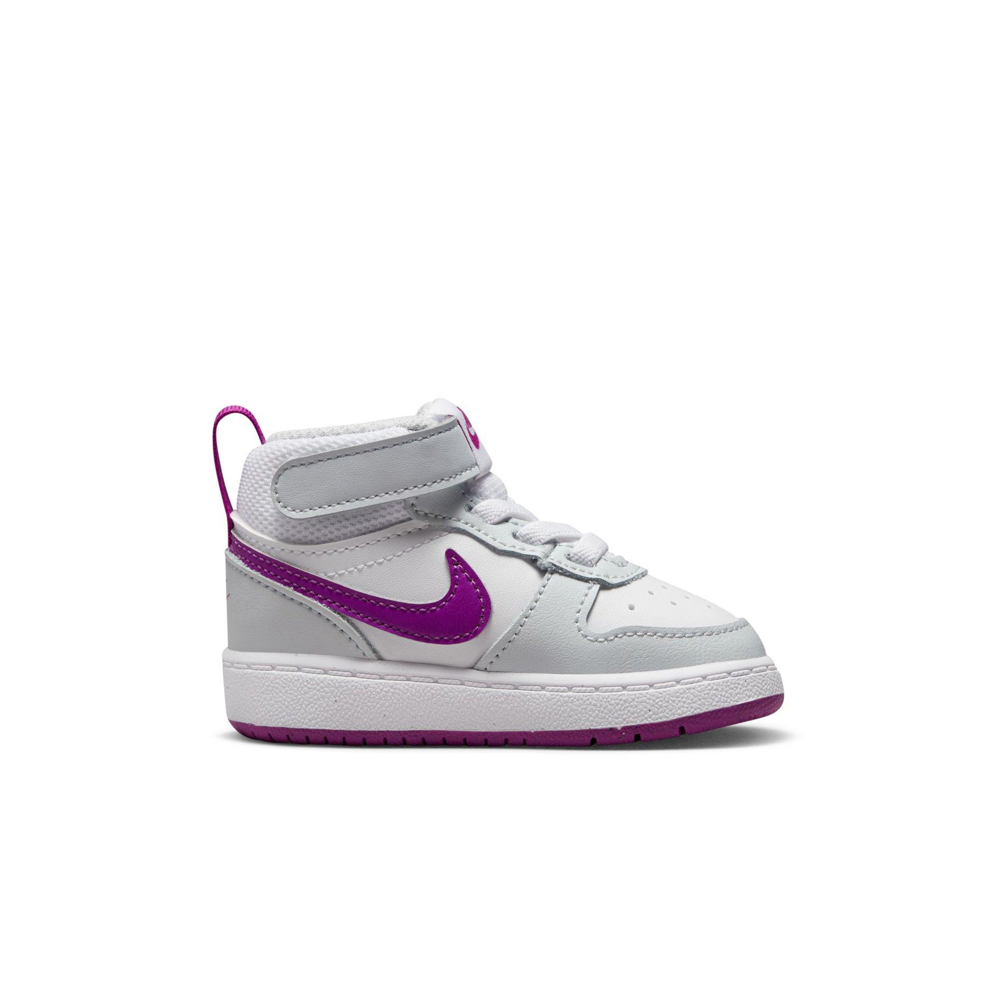Nike Court Borough Mid 2 "Pure Platinum/Vivid Purple/White" Toddler Girls' Shoe - WHITE/PURPLE Thumbnail View 2