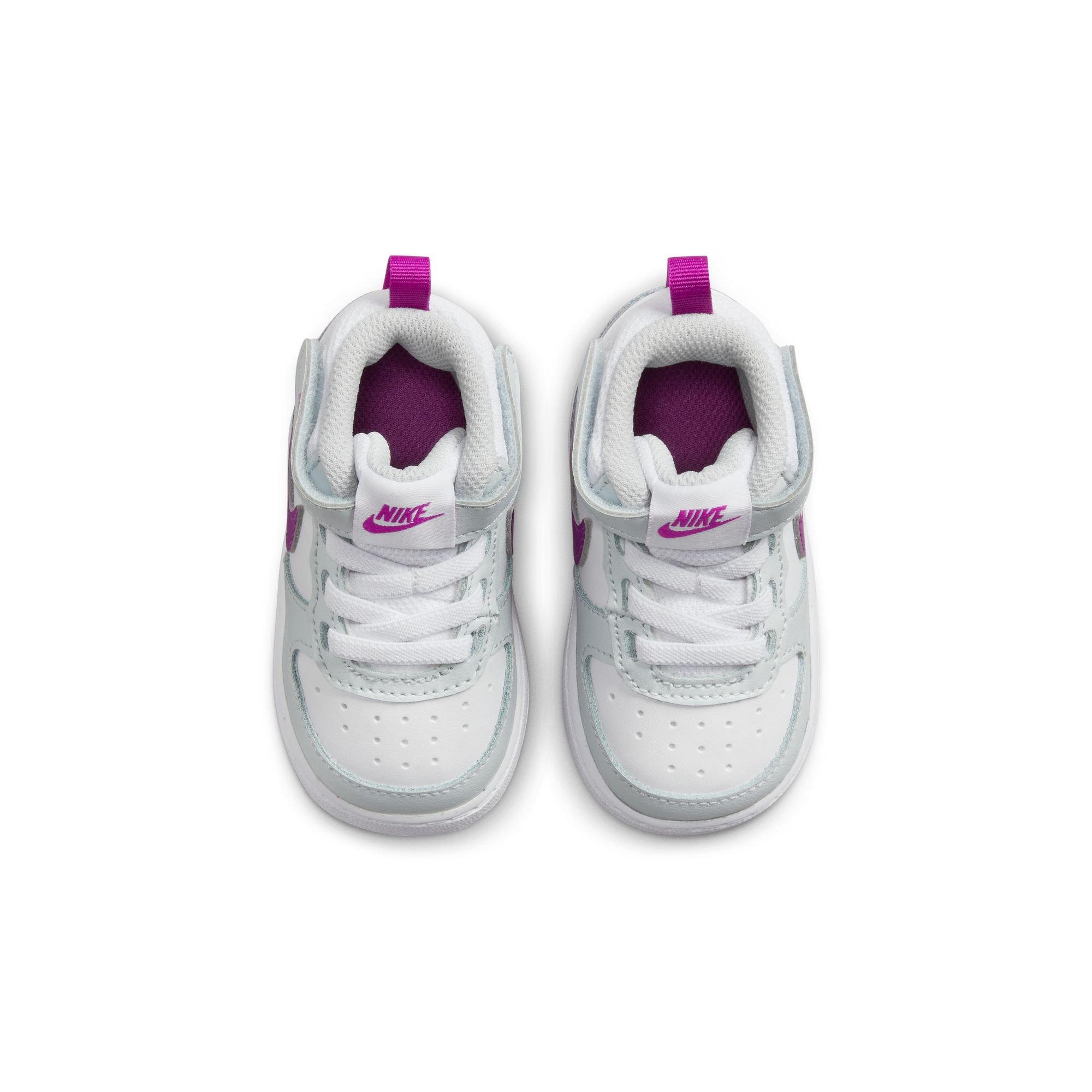 Nike Court Borough Mid 2 "Pure Platinum/Vivid Purple/White" Toddler Girls' Shoe - WHITE/PURPLE Thumbnail View 8