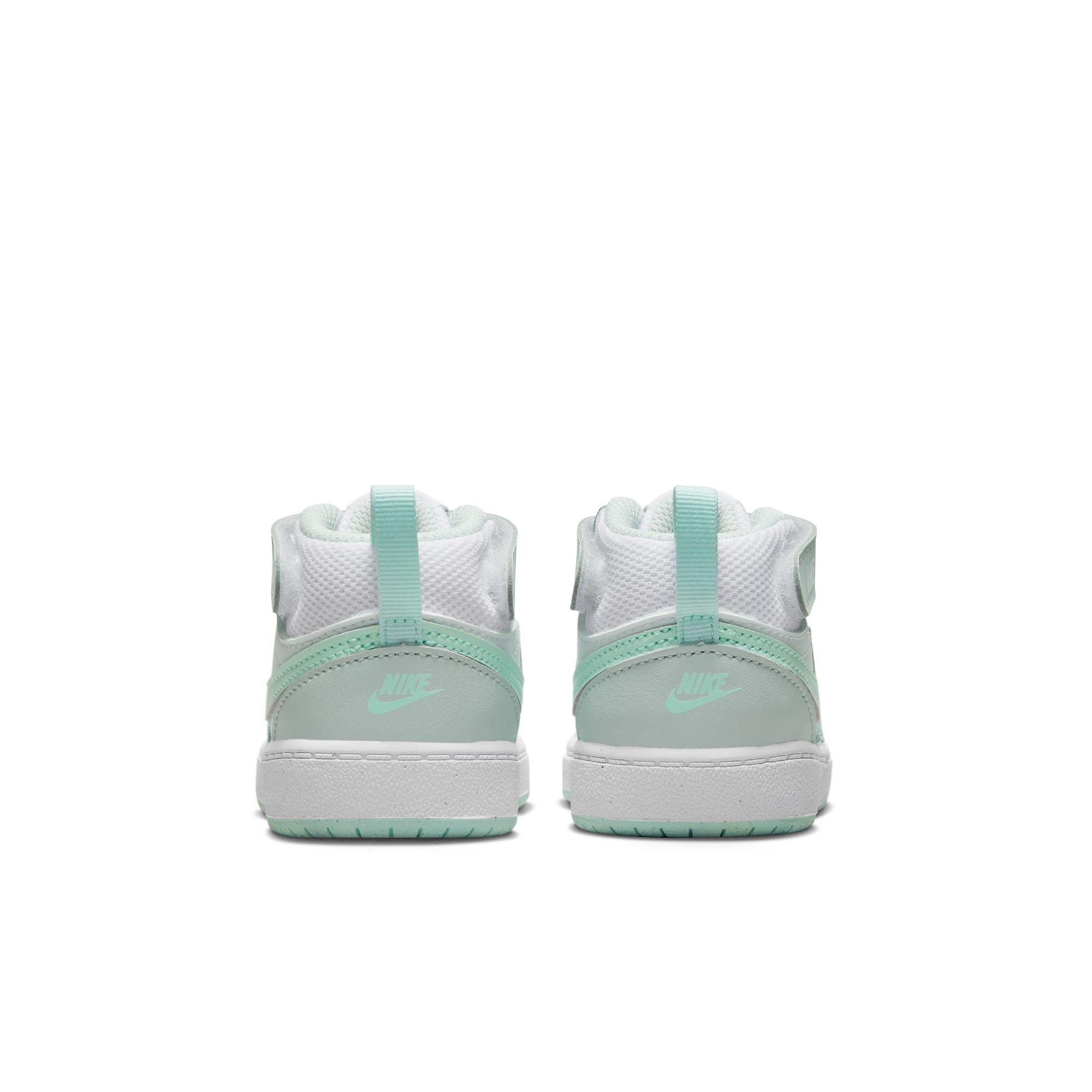 Nike Court Borough Mid 2 "Pure Platinum/Mint Foam/White" Toddler Girls' Shoe - WHITE/MINT Thumbnail View 9