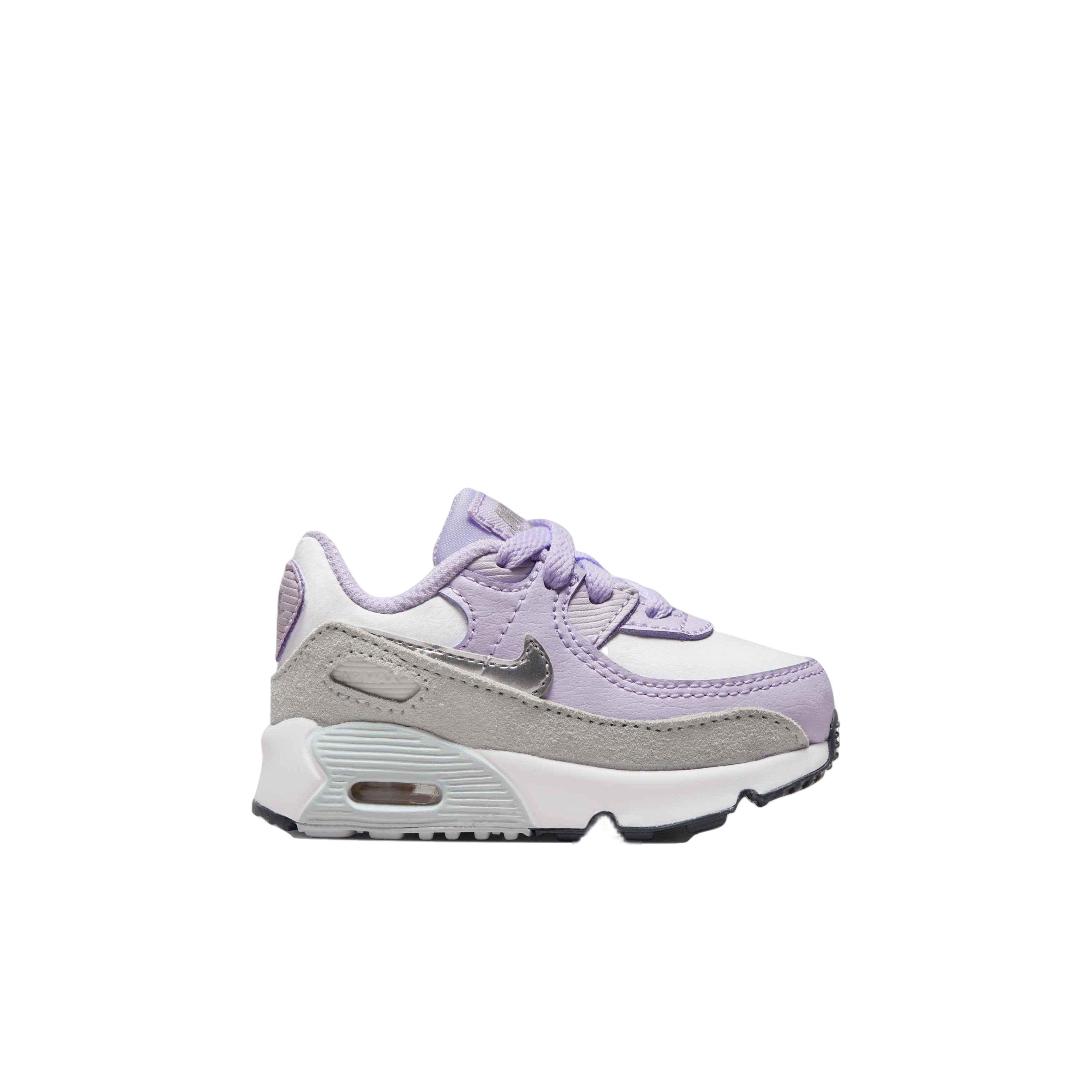 Nike Air Max 90 LTR Infant Girls' White/Metallic Silver/Violet Frost Shoe