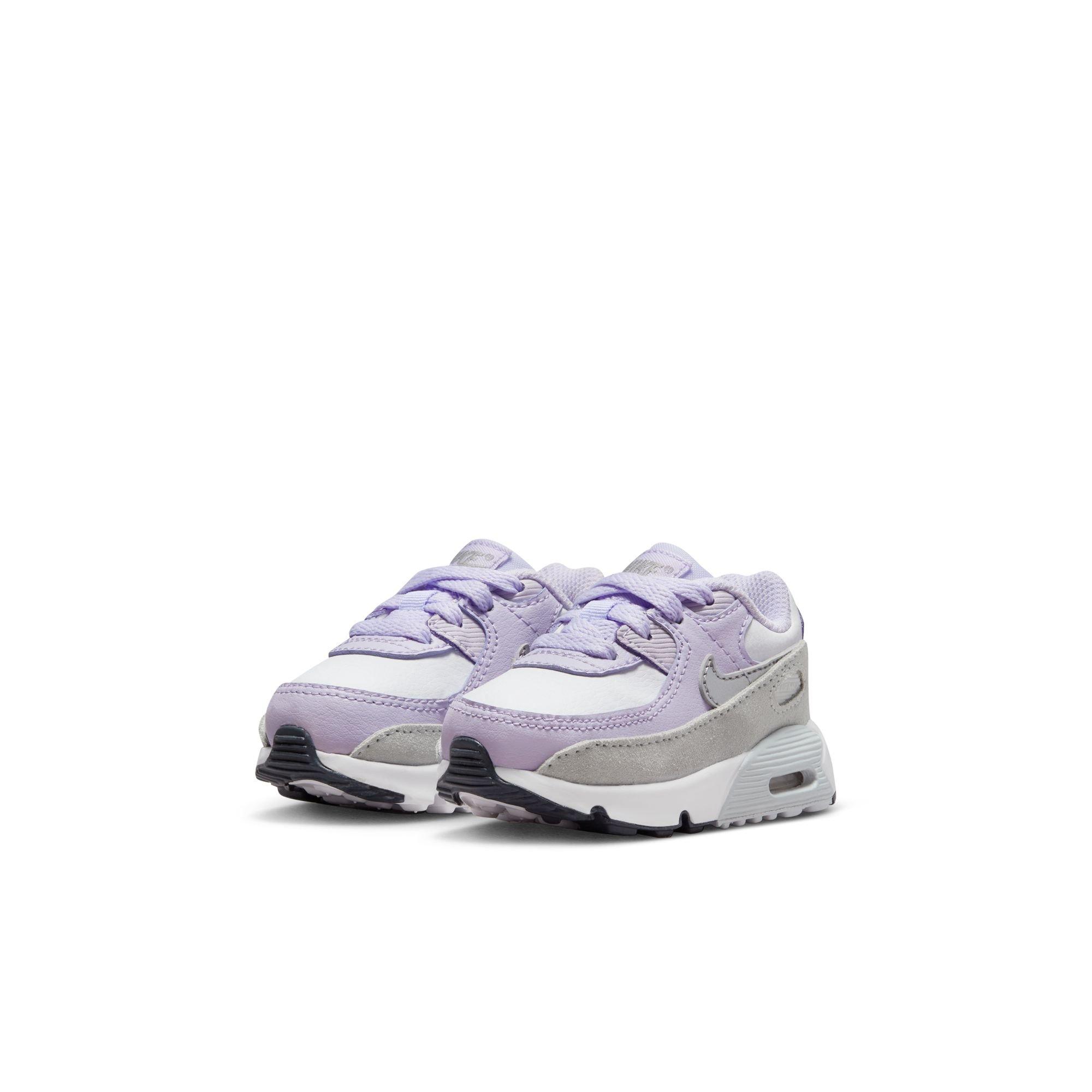 Nike Air Max 90 LTR Infant Girls' White/Metallic Silver/Violet Frost Shoe