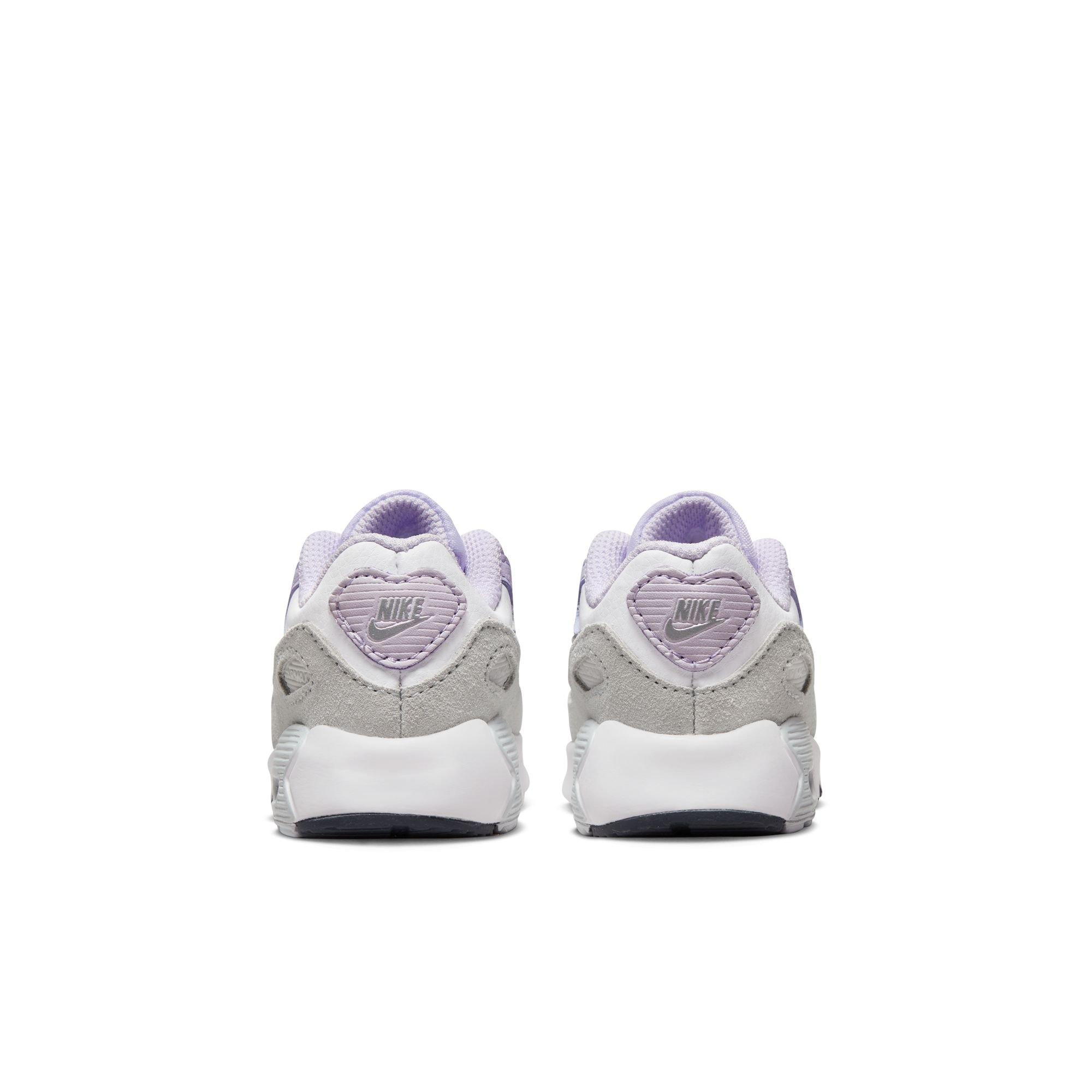 Nike Air Max 90 LTR Infant Girls' White/Metallic Silver/Violet Frost Shoe